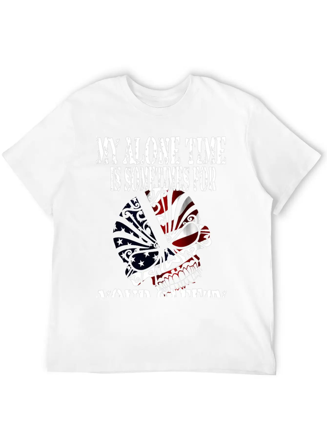 Alone, Skull, Stars And Stripes, Proud, Patriot Unisex Casual T-Shirt – Clean Design For Daily Comfort