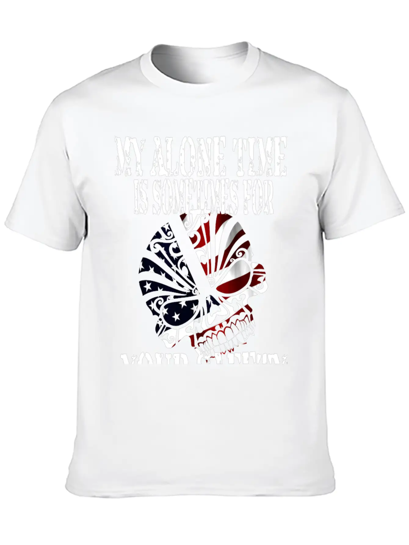 Alone, Skull, Stars And Stripes, Proud, Patriot Unisex Casual T-Shirt – Clean Design For Daily Comfort