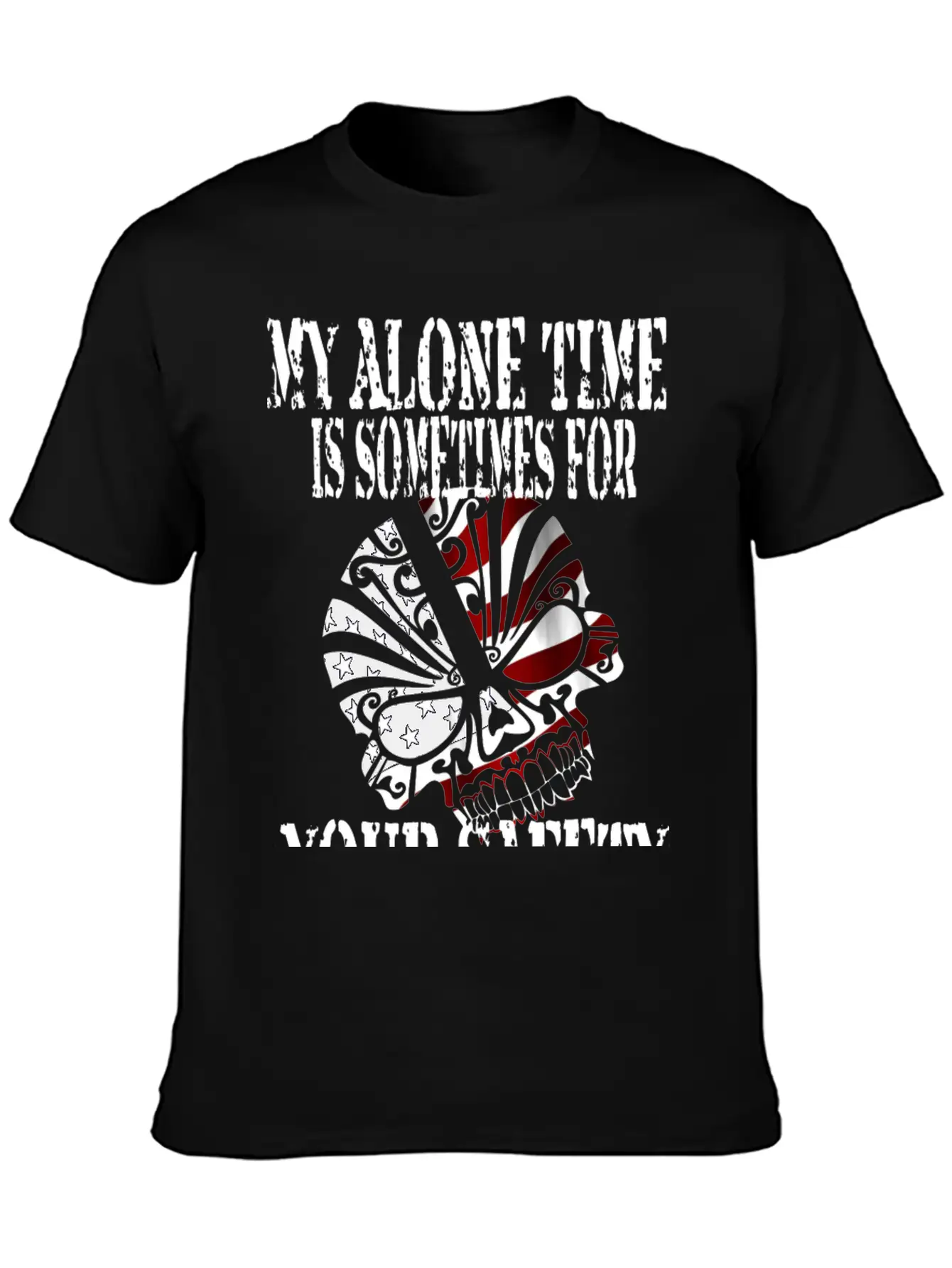 Alone, Skull, Stars And Stripes, Proud, Patriot Unisex Casual T-Shirt – Clean Design For Daily Comfort