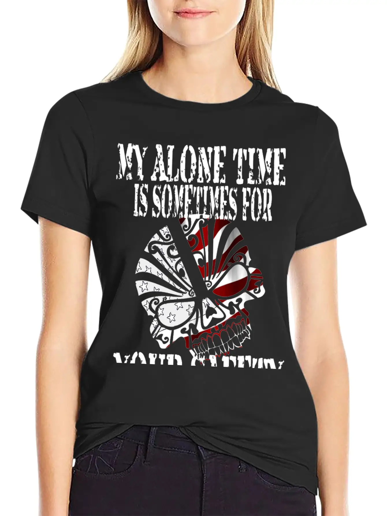 Alone, Skull, Stars And Stripes, Proud, Patriot Unisex Casual T-Shirt – Clean Design For Daily Comfort