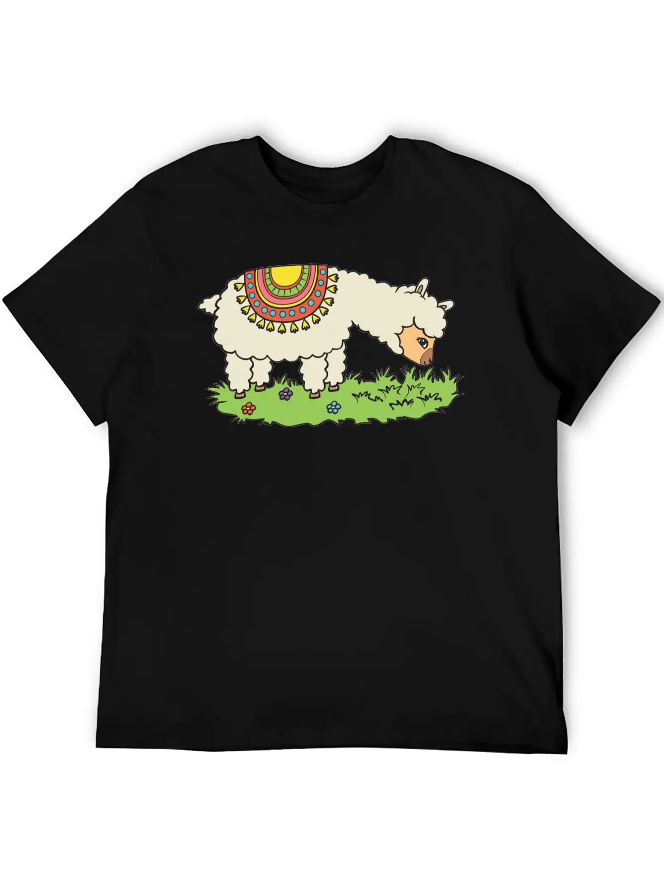 Alpaca Eats Grass On A Meadow Basic Graphic T-Shirt – Daily Comfort In Soft Cotton