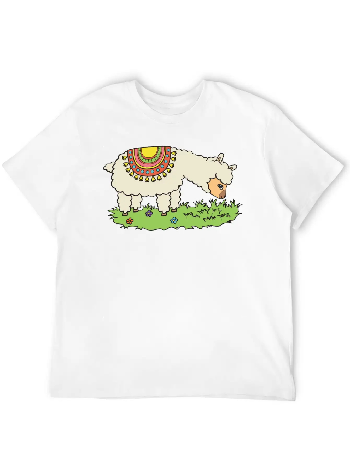 Alpaca Eats Grass On A Meadow Basic Graphic T-Shirt – Daily Comfort In Soft Cotton