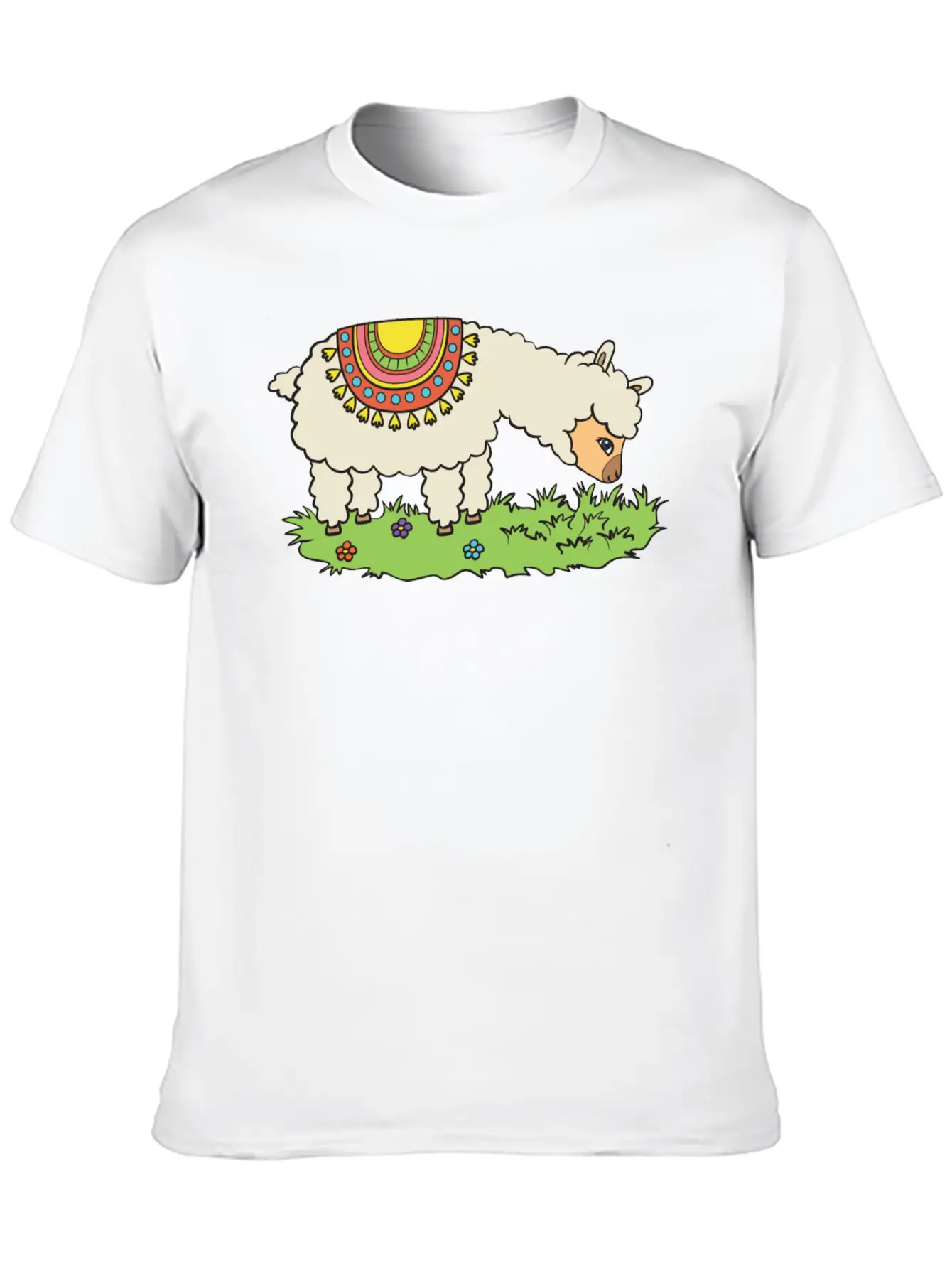 Alpaca Eats Grass On A Meadow Basic Graphic T-Shirt – Daily Comfort In Soft Cotton