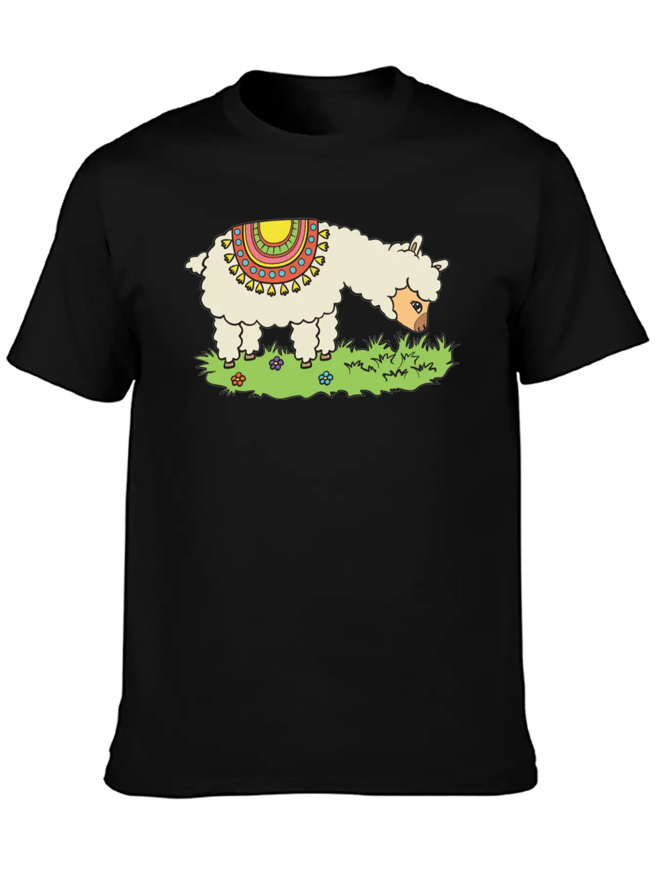 Alpaca Eats Grass On A Meadow Basic Graphic T-Shirt – Daily Comfort In Soft Cotton