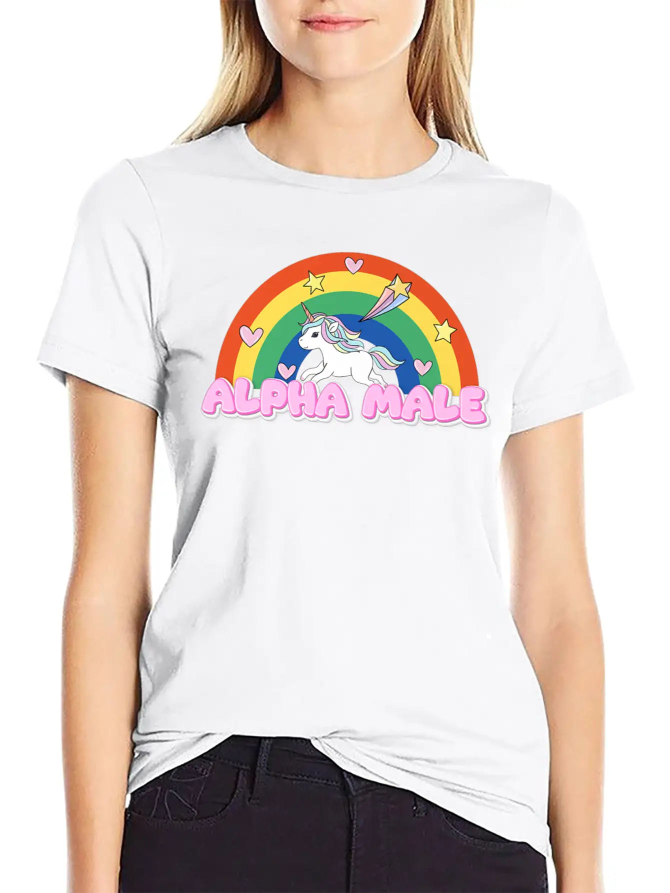 Alpha Male Funny Rainbow Unicorn Unisex Casual T-Shirt – Clean Design For Daily Comfort