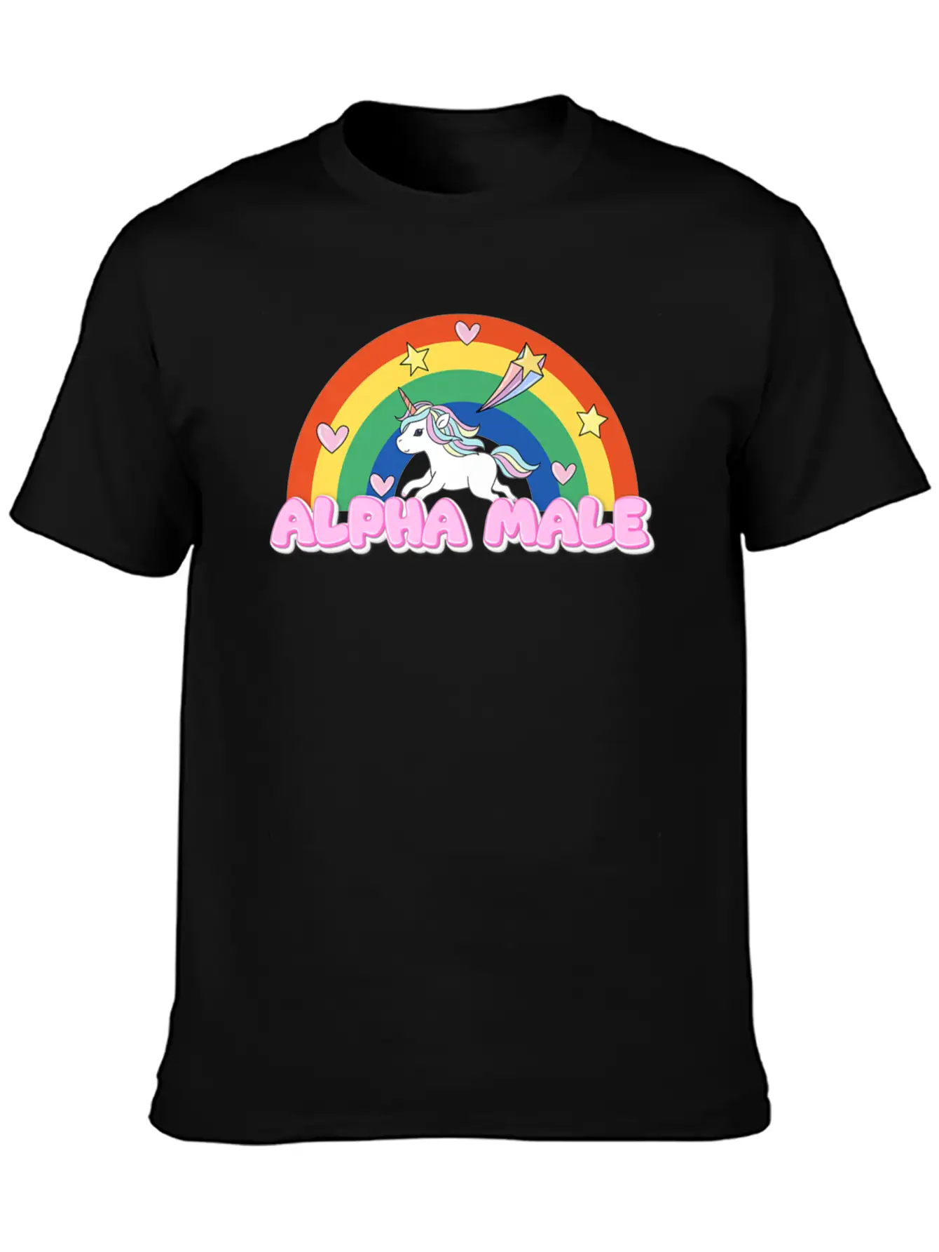 Alpha Male Funny Rainbow Unicorn Unisex Casual T-Shirt – Clean Design For Daily Comfort