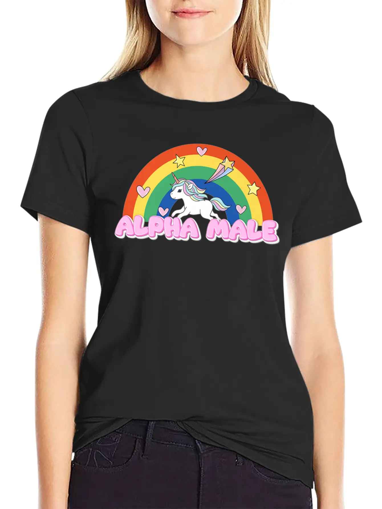 Alpha Male Funny Rainbow Unicorn Unisex Casual T-Shirt – Clean Design For Daily Comfort