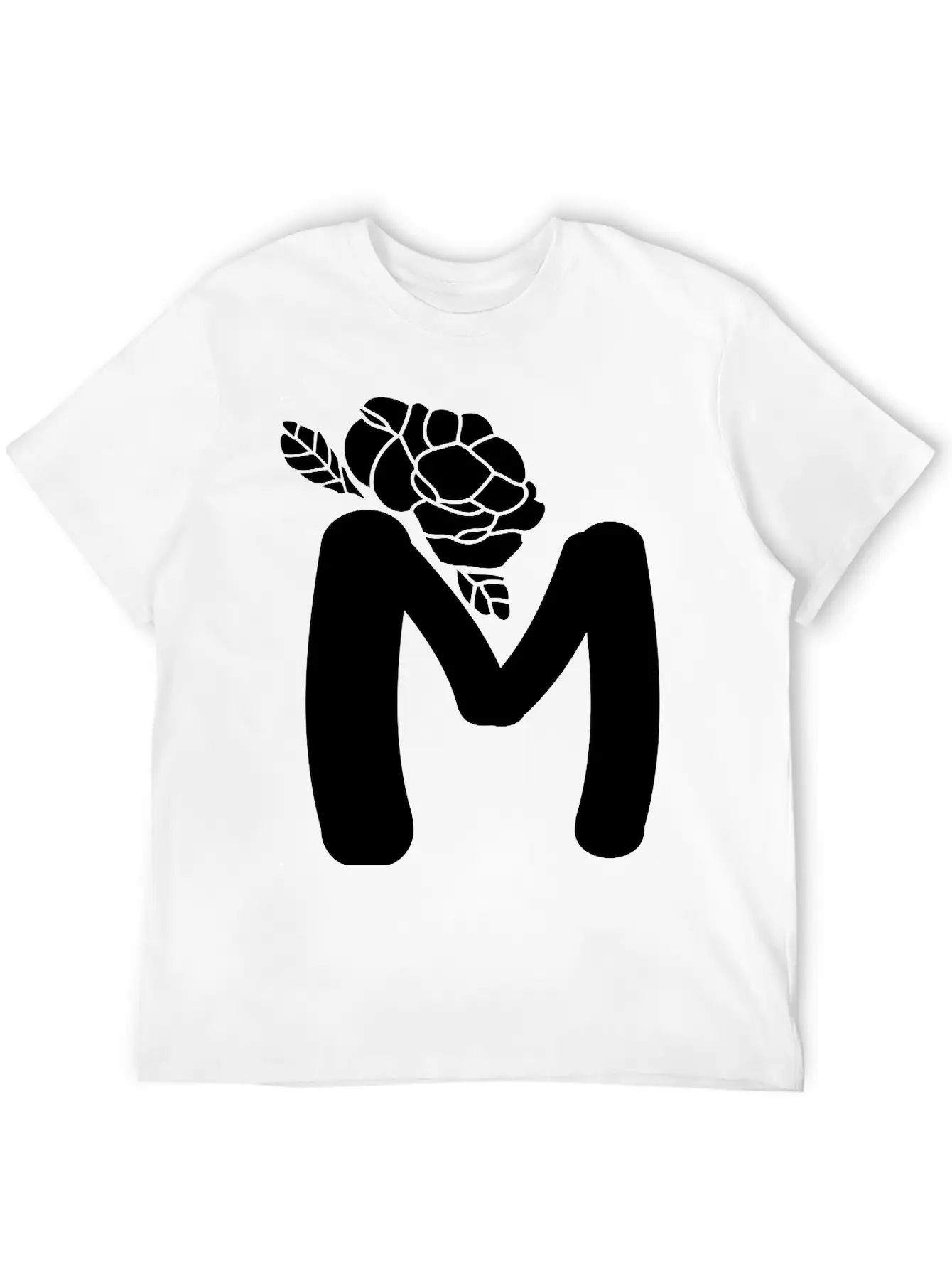Alphabet Letter M With Flower Lightweight Cotton T-Shirt – Daily Comfort Graphic Shirt