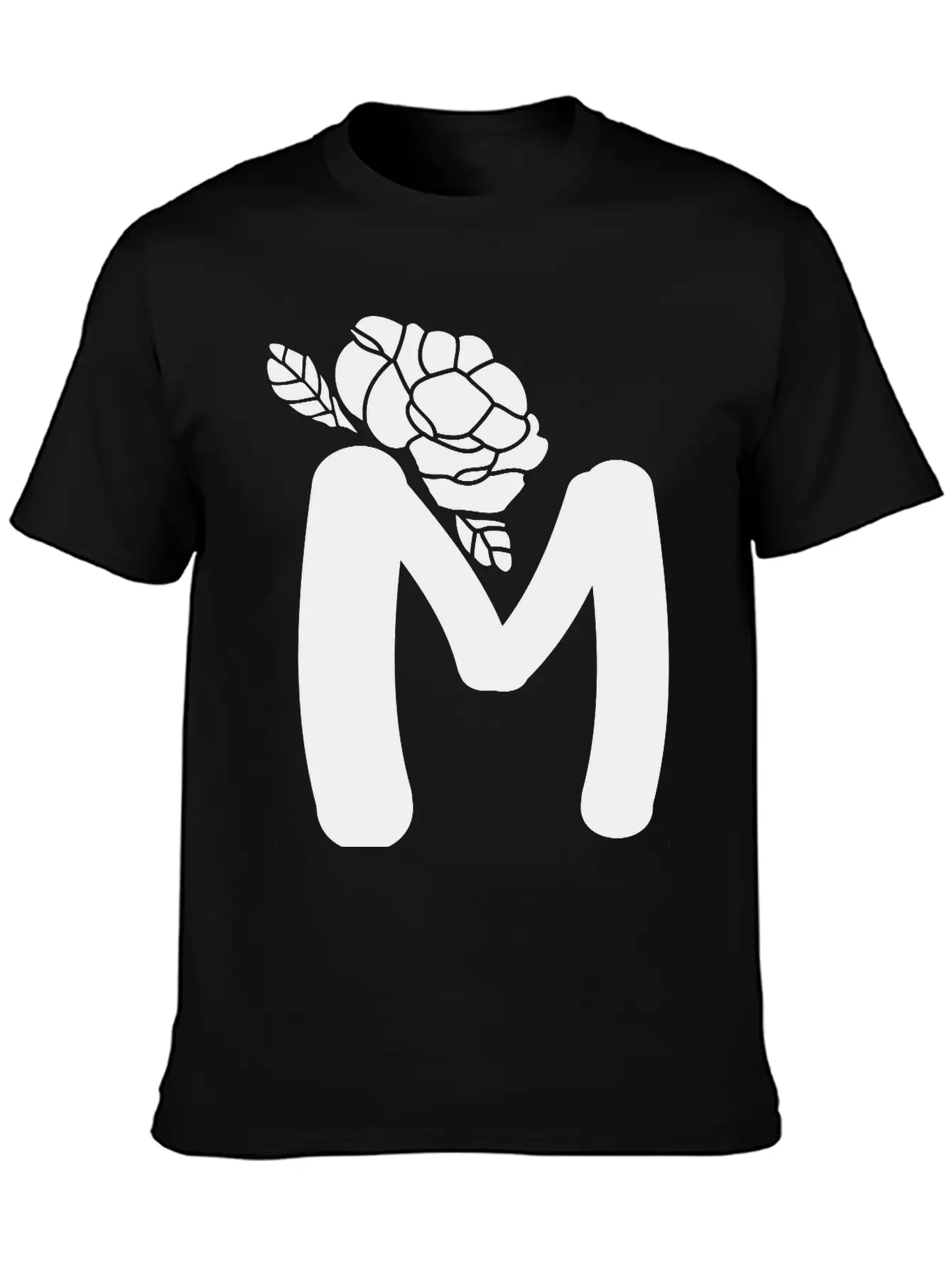 Alphabet Letter M With Flower Lightweight Cotton T-Shirt – Daily Comfort Graphic Shirt