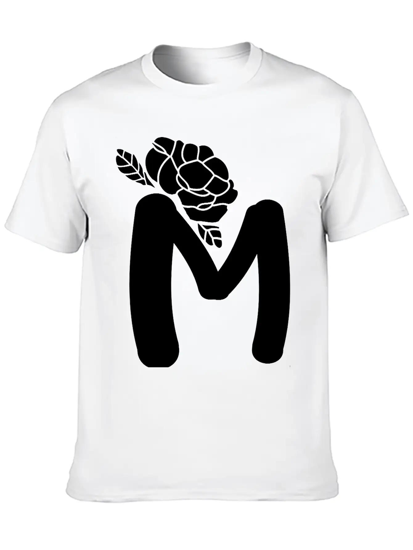Alphabet Letter M With Flower Lightweight Cotton T-Shirt – Daily Comfort Graphic Shirt