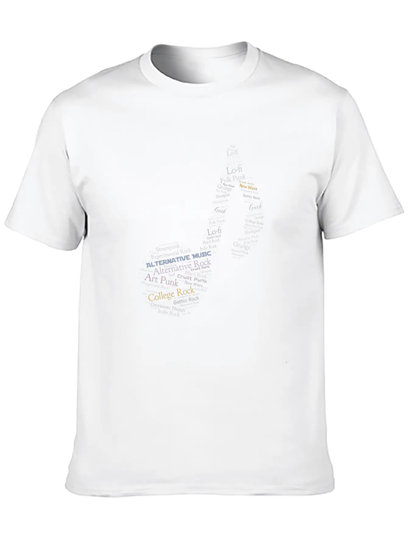 Alternative Music Word Cloud Modern Fit Casual T-Shirt – Clean And Versatile Design