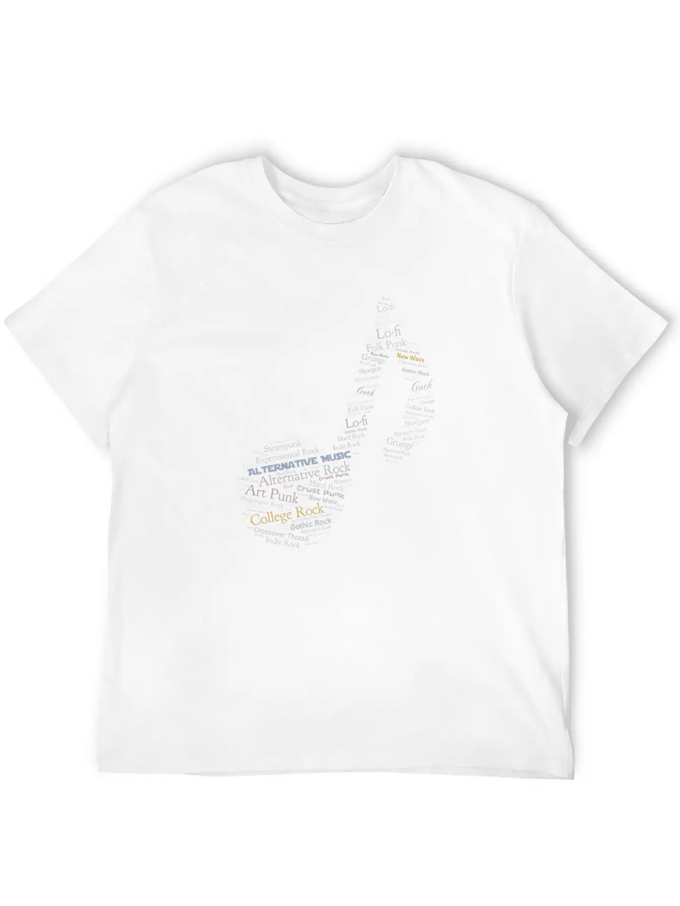 Alternative Music Word Cloud Modern Fit Casual T-Shirt – Clean And Versatile Design