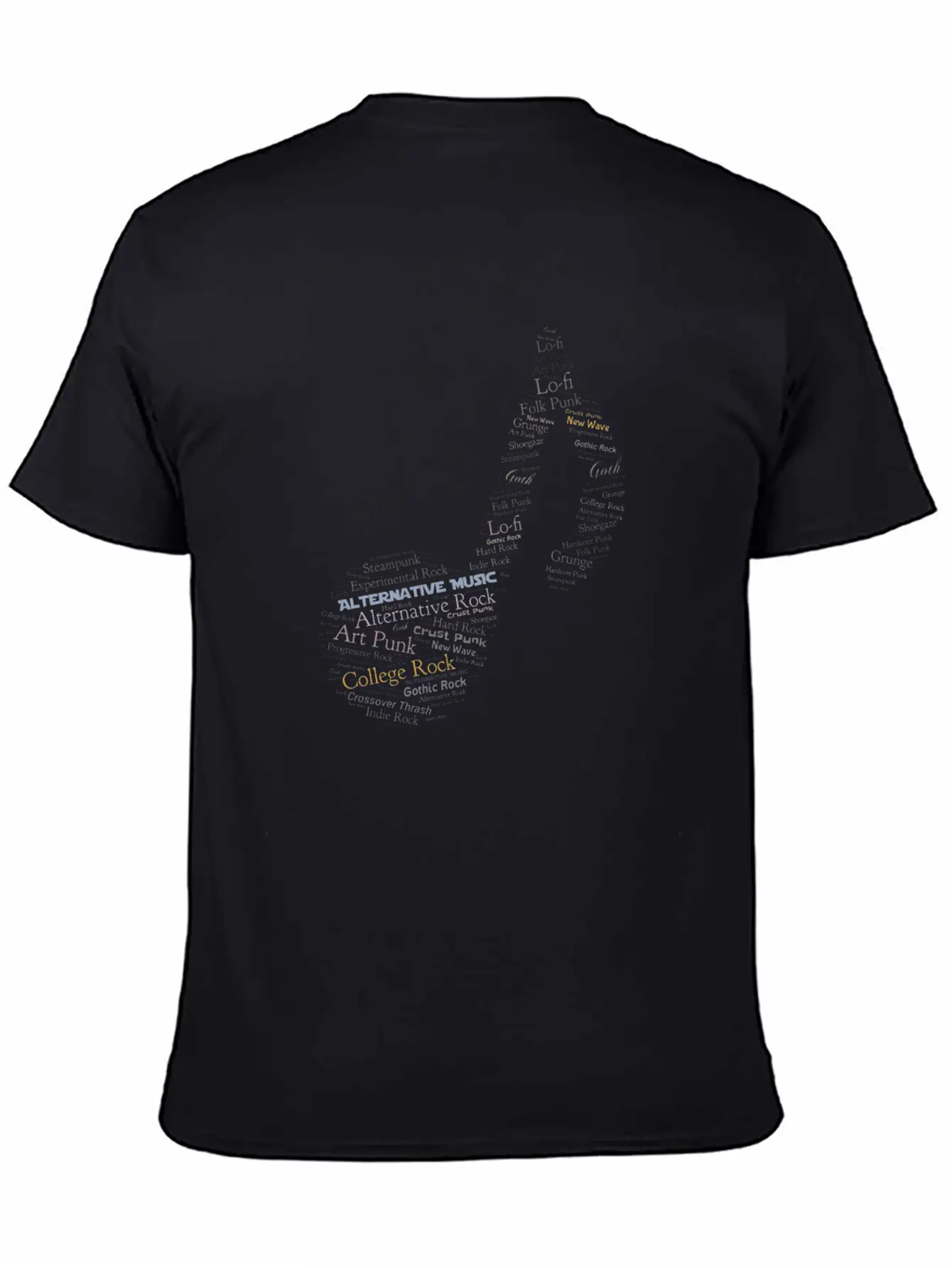 Alternative Music Word Cloud Modern Fit Casual T-Shirt – Clean And Versatile Design