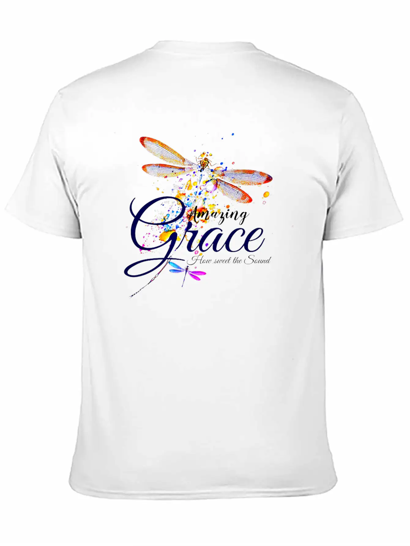 Amazing Grace Dragonfly Splatter Lightweight Cotton T-Shirt – Daily Comfort Graphic Shirt