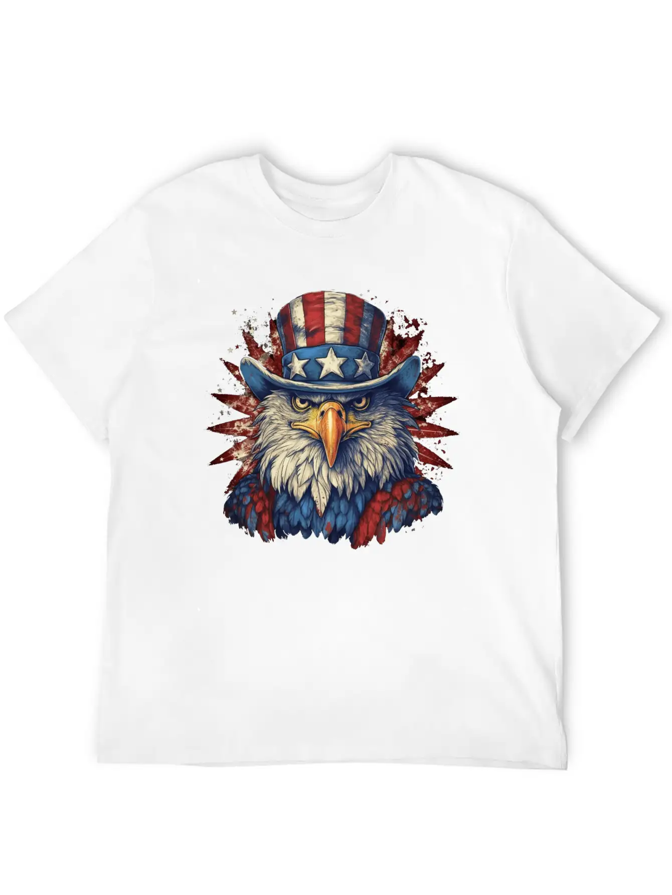 American Eagle 4th Of July Wearing Uncle Sam Hat Relaxed Everyday Tee – Lightweight And Durable Cotton