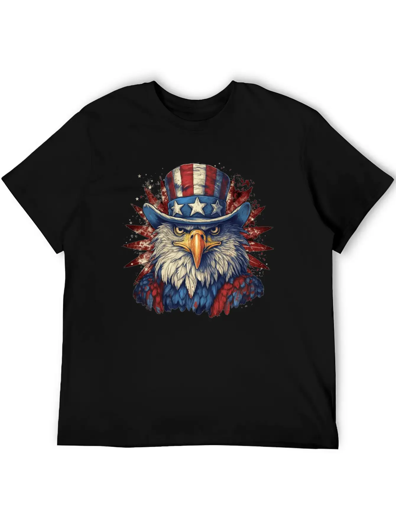 American Eagle 4th Of July Wearing Uncle Sam Hat Relaxed Everyday Tee – Lightweight And Durable Cotton