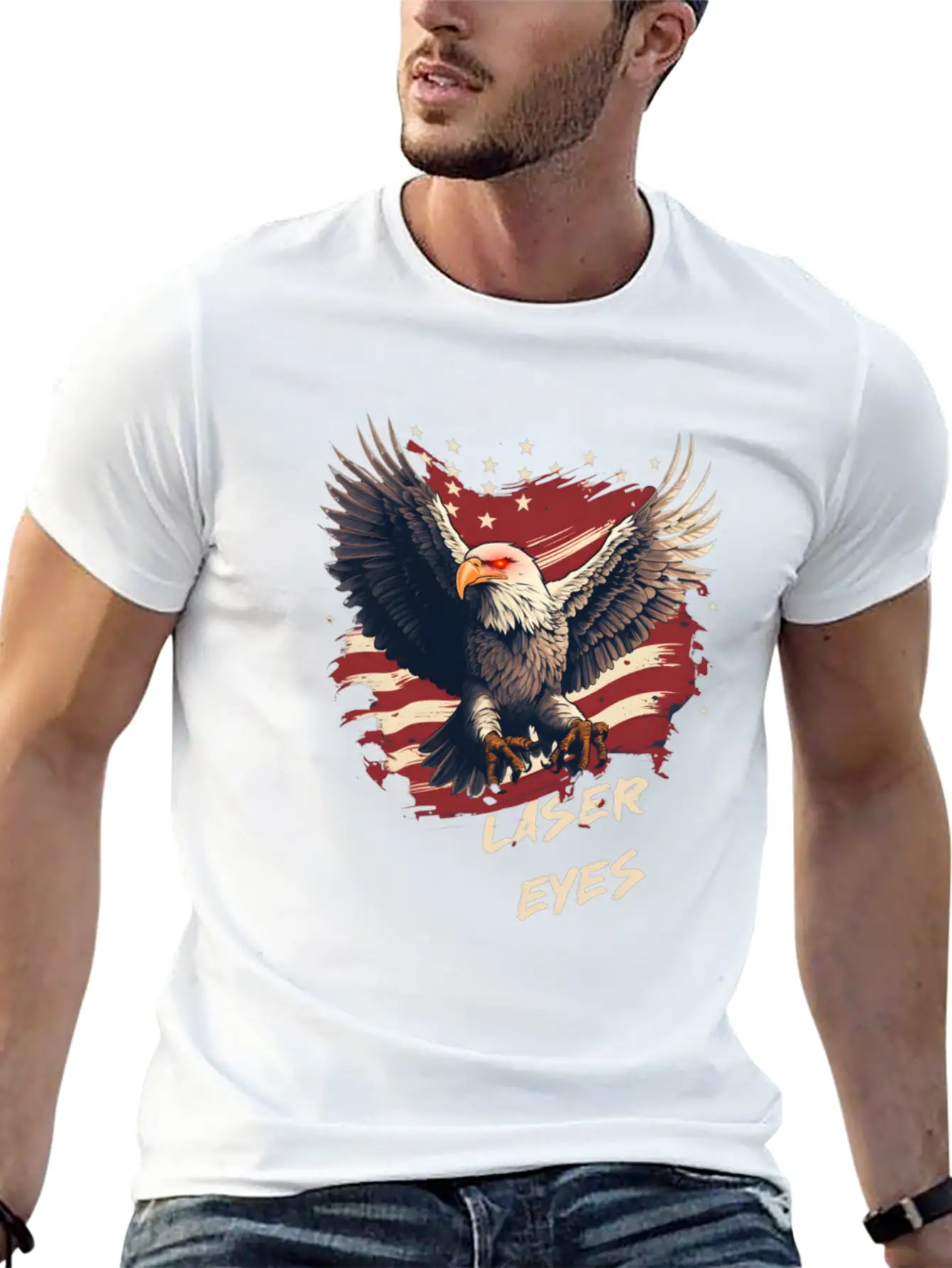 American Eagle Bitcoin Laser Eyes Essential Cotton Tee For Daily Outfits – Unisex Style
