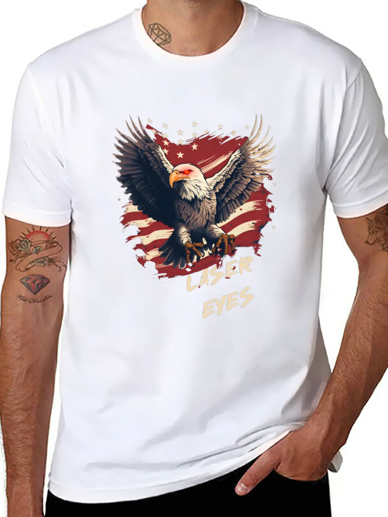 American Eagle Bitcoin Laser Eyes Essential Cotton Tee For Daily Outfits – Unisex Style