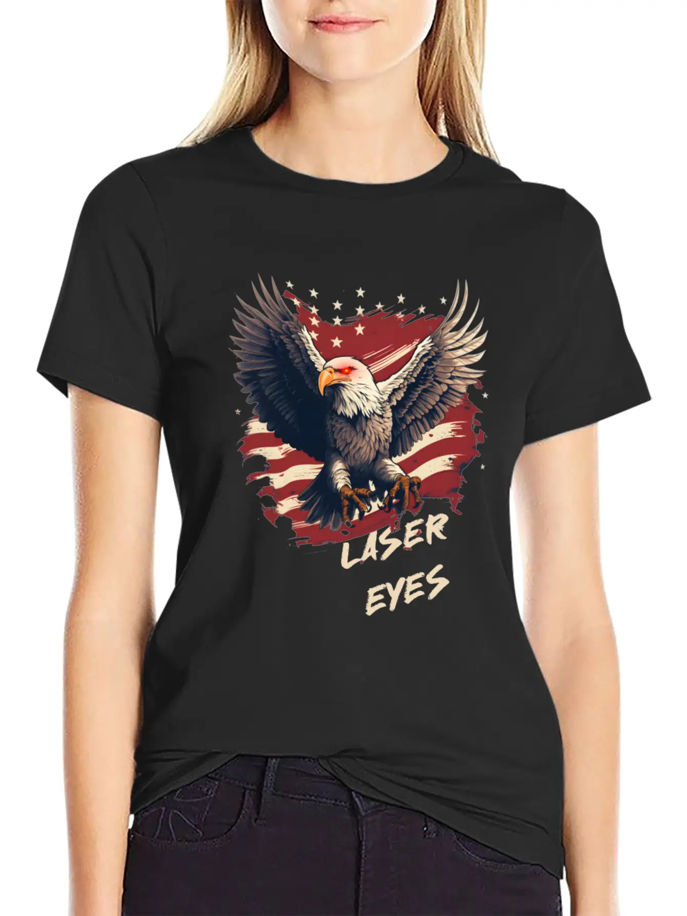 American Eagle Bitcoin Laser Eyes Essential Cotton Tee For Daily Outfits – Unisex Style