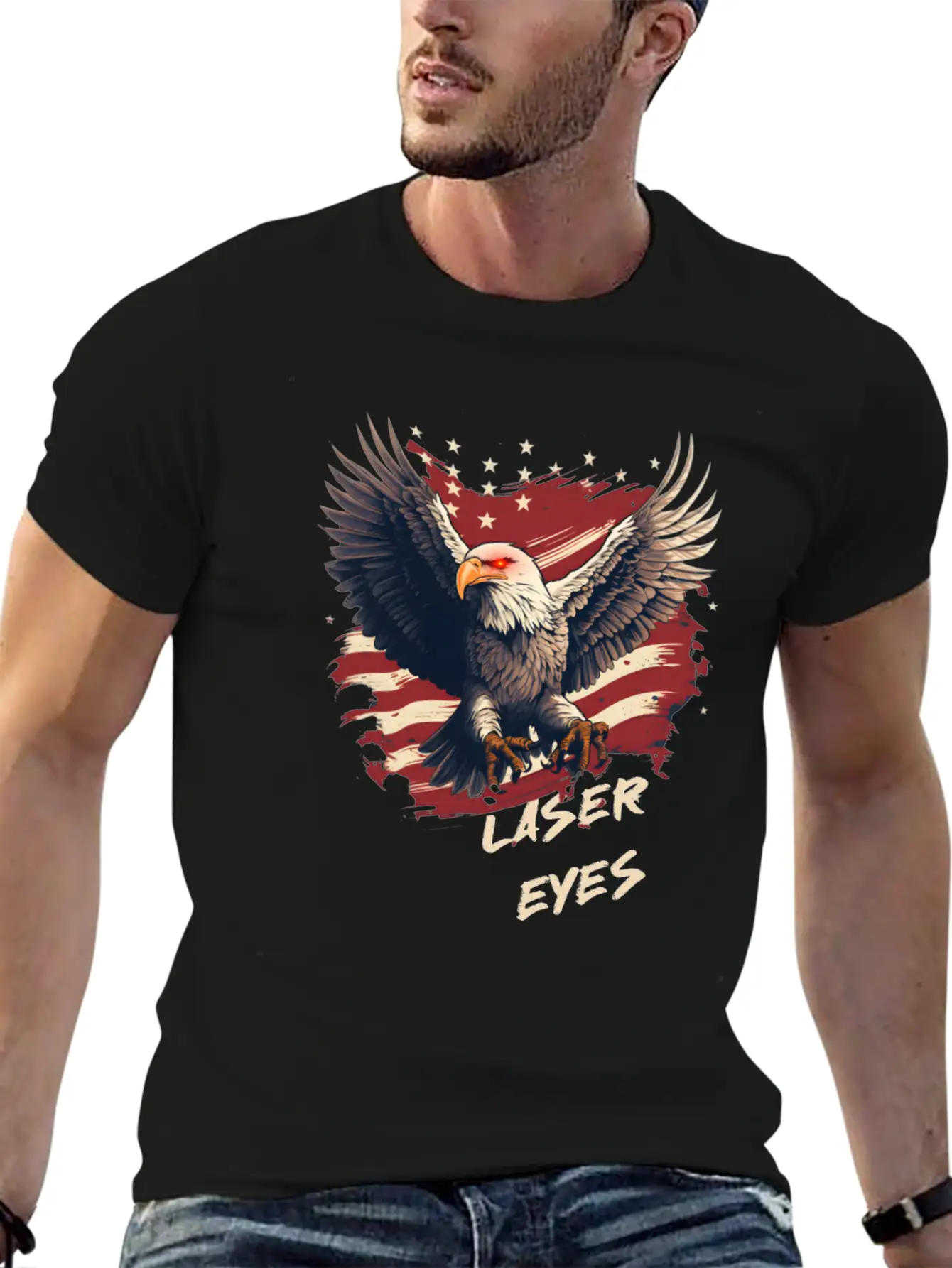 American Eagle Bitcoin Laser Eyes Essential Cotton Tee For Daily Outfits – Unisex Style
