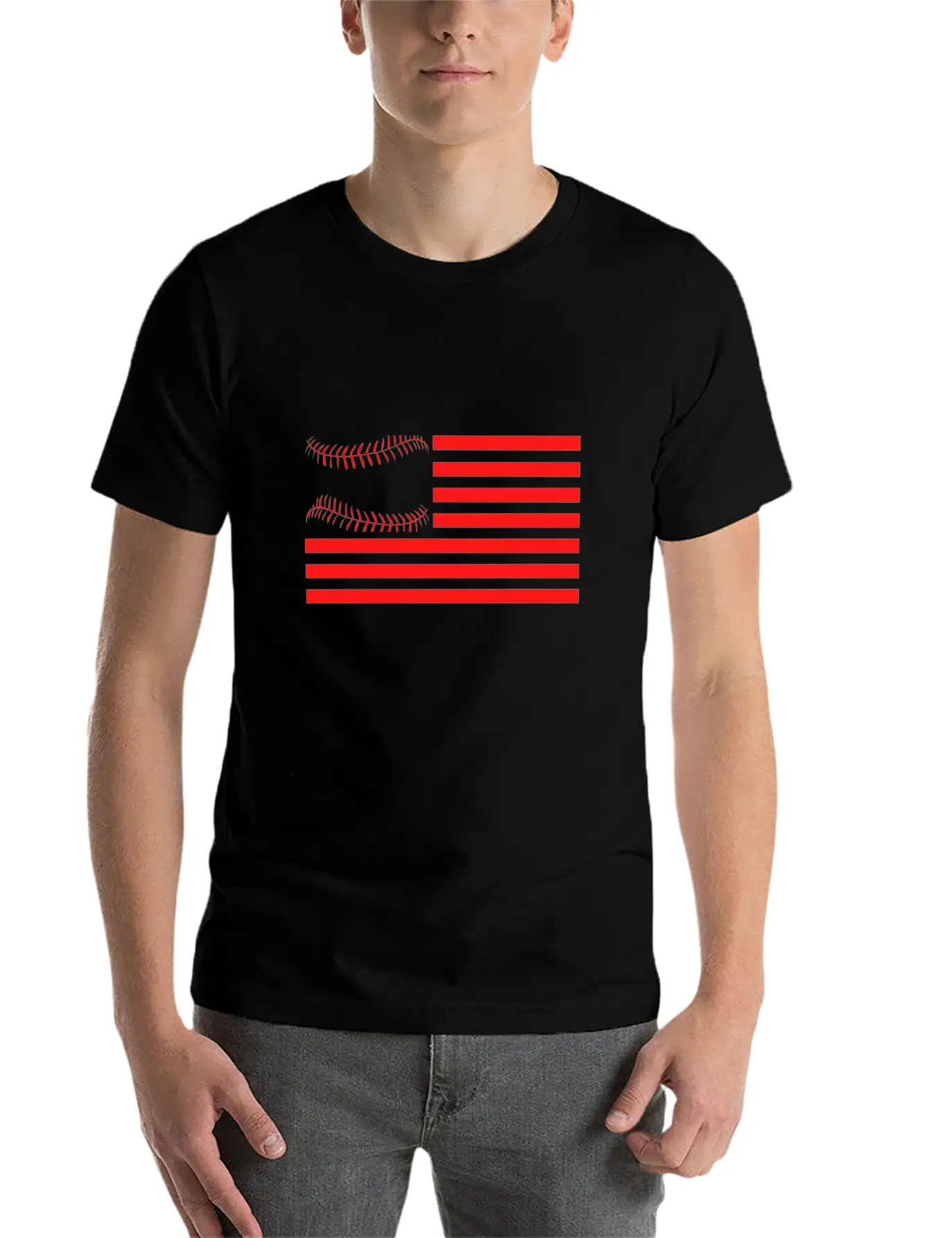 American Flag Baseball Design Relaxed Everyday Tee – Lightweight And Durable Cotton