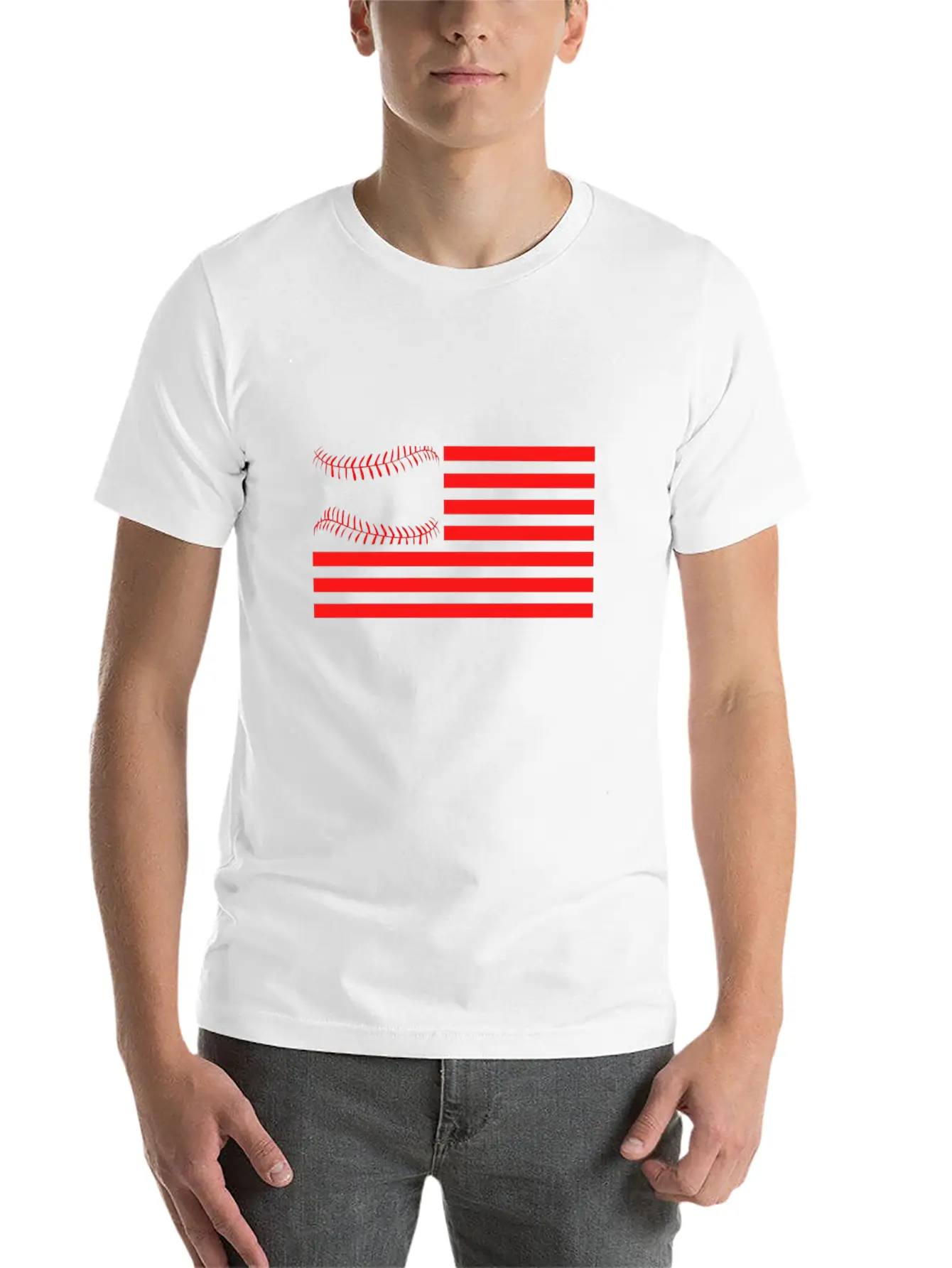 American Flag Baseball Design Relaxed Everyday Tee – Lightweight And Durable Cotton