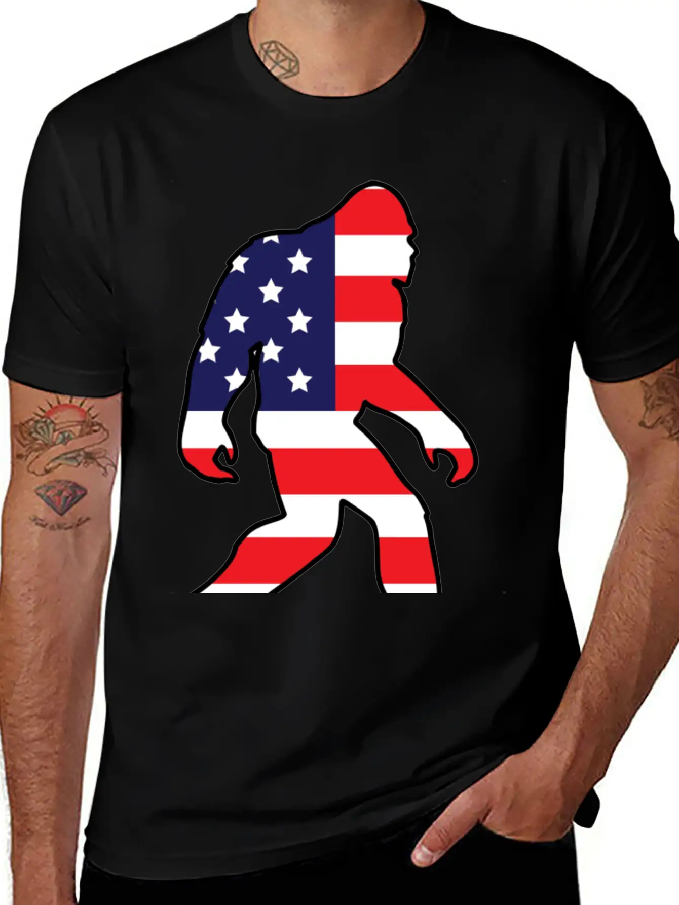 American Flag Bigfoot Basic Graphic T-Shirt – Daily Comfort In Soft Cotton
