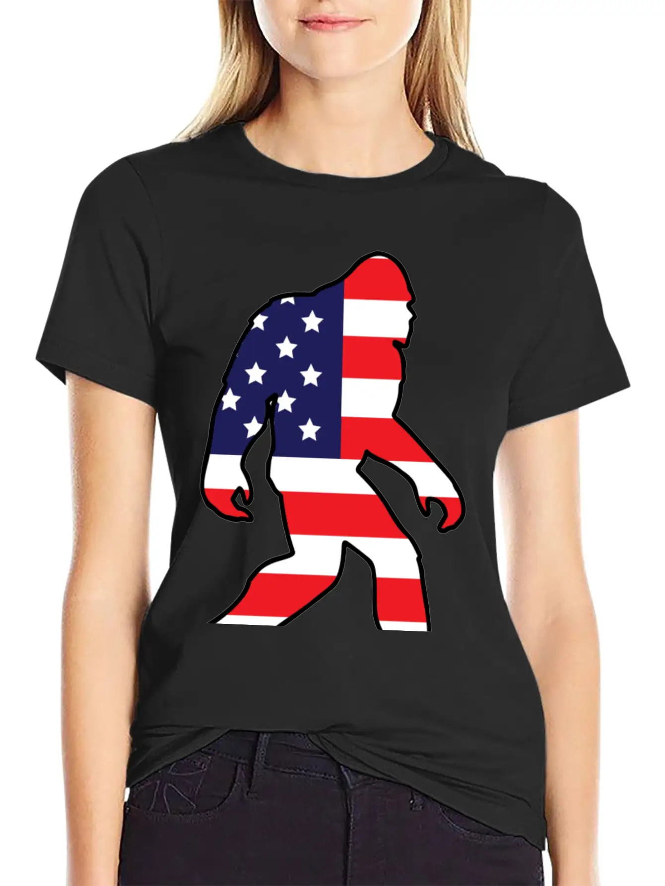 American Flag Bigfoot Basic Graphic T-Shirt – Daily Comfort In Soft Cotton