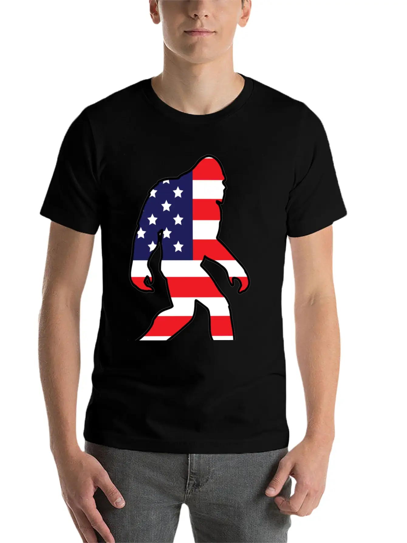 American Flag Bigfoot Basic Graphic T-Shirt – Daily Comfort In Soft Cotton