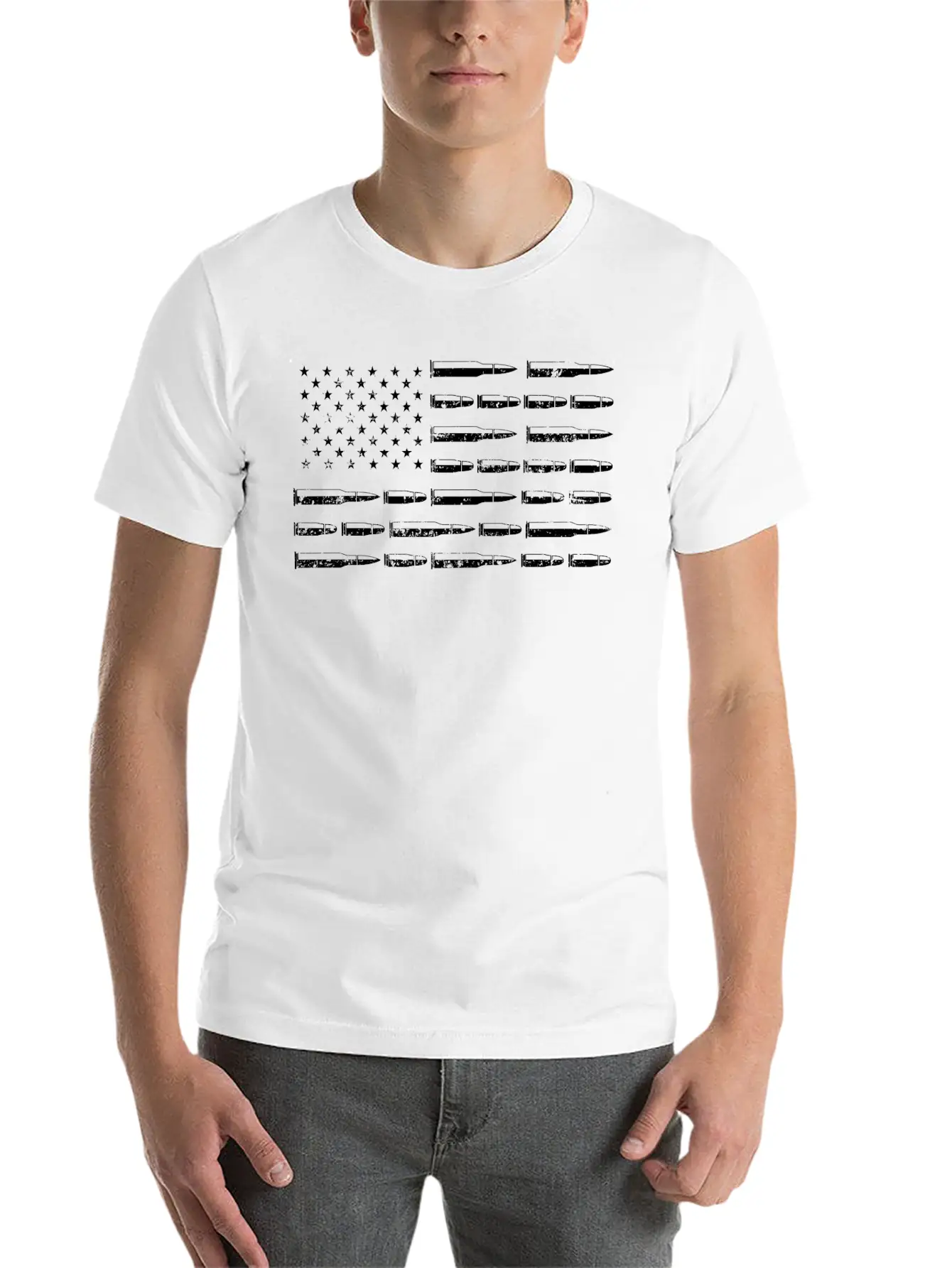 American Flag Bullet Ammo - Patriotic USA Modern Fit Casual T-Shirt – Clean And Versatile Design