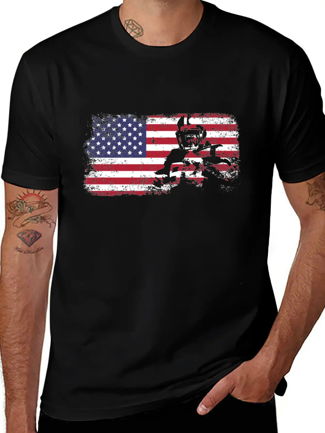 American Flag Football Basic Graphic T-Shirt – Daily Comfort In Soft Cotton