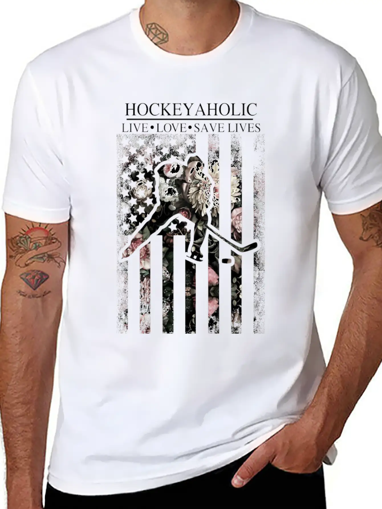 American Flag Hockey Unisex Casual T-Shirt – Clean Design For Daily Comfort