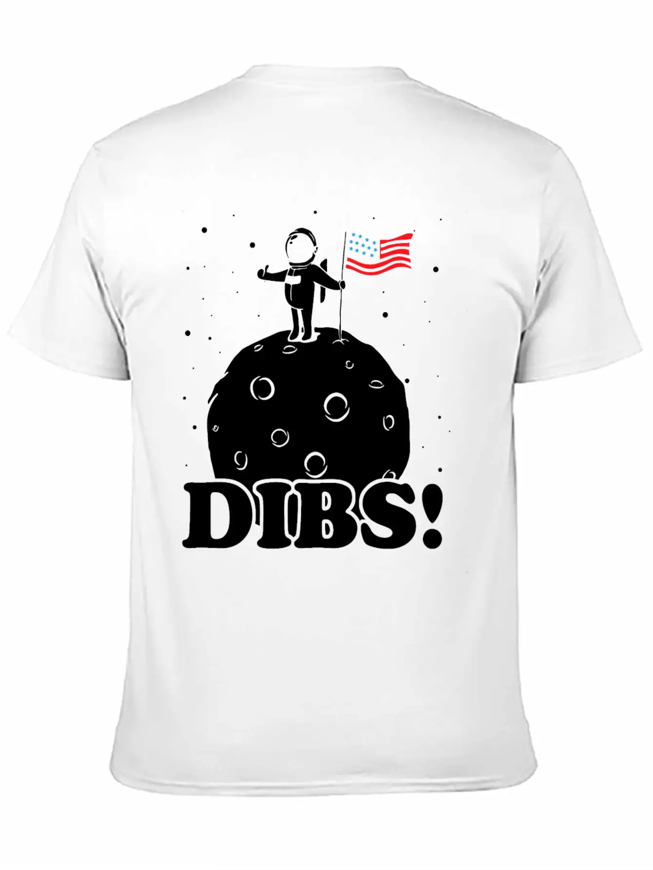 American Flag On Moon Unisex Casual T-Shirt – Clean Design For Daily Comfort