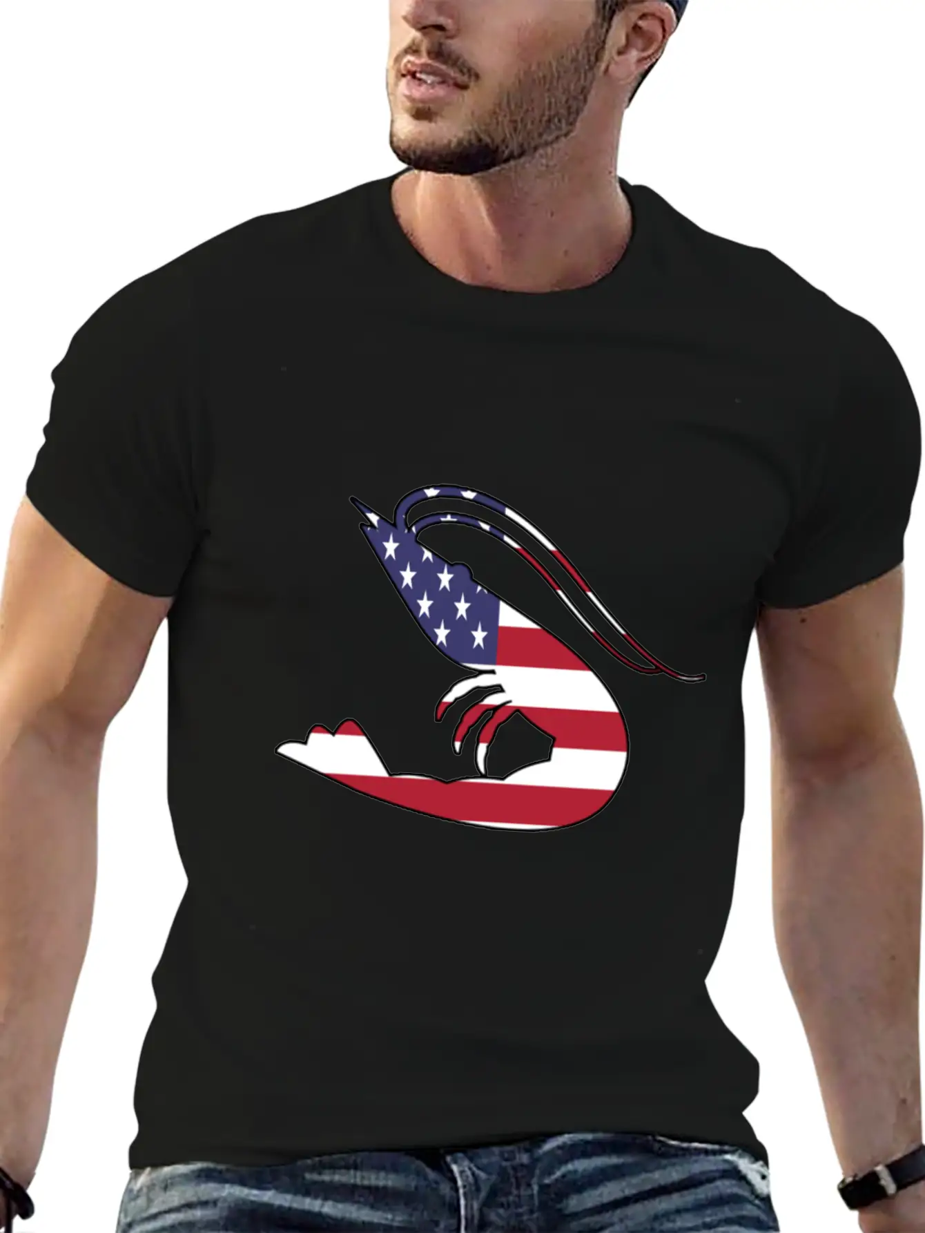 American Flag Shrimp Happy 4th Of July Modern Fit Casual T-Shirt – Clean And Versatile Design