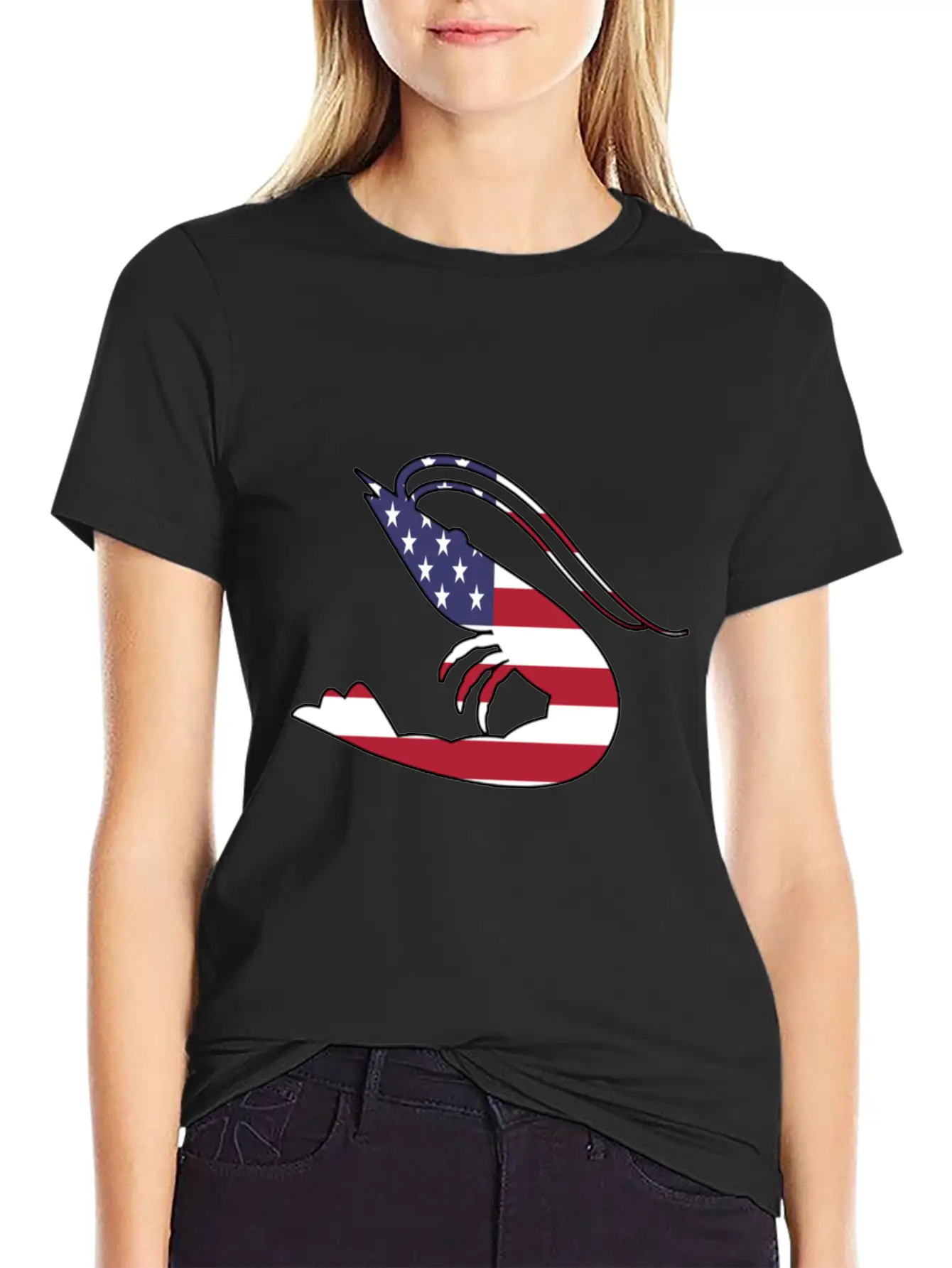 American Flag Shrimp Happy 4th Of July Modern Fit Casual T-Shirt – Clean And Versatile Design