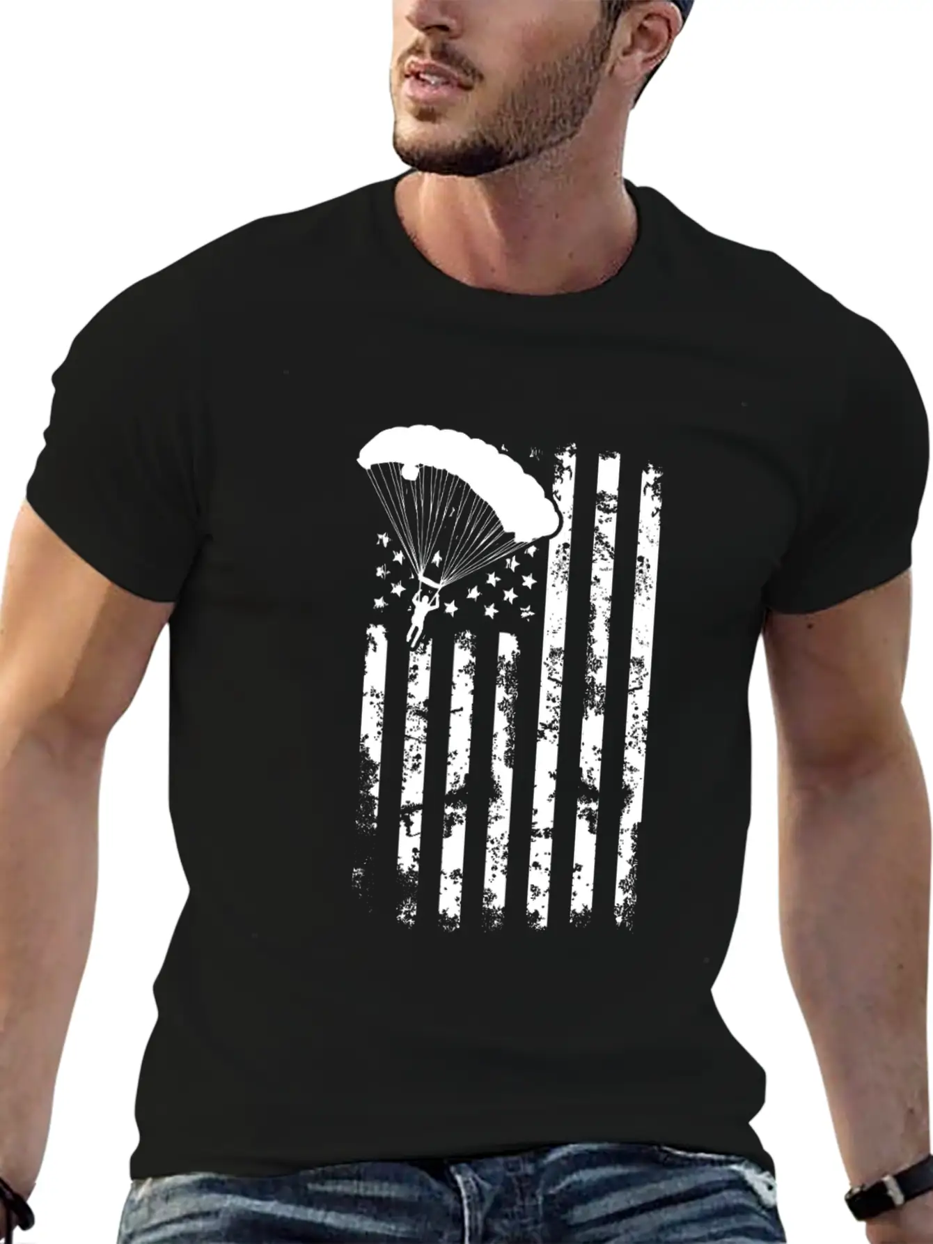 American Flag Skydiving Clothing Vintage Skydiving Relaxed Everyday Tee – Lightweight And Durable Cotton