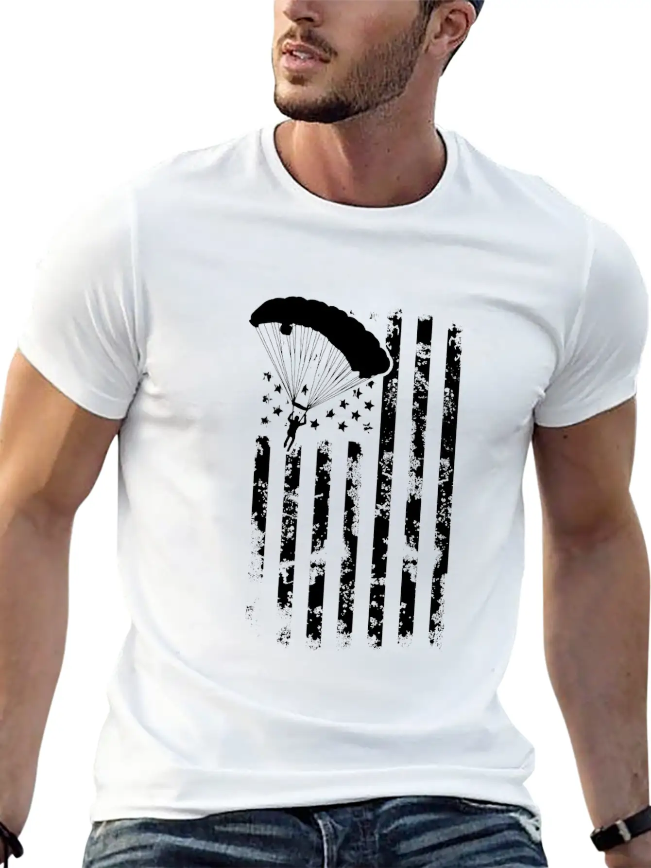 American Flag Skydiving Clothing Vintage Skydiving Relaxed Everyday Tee – Lightweight And Durable Cotton