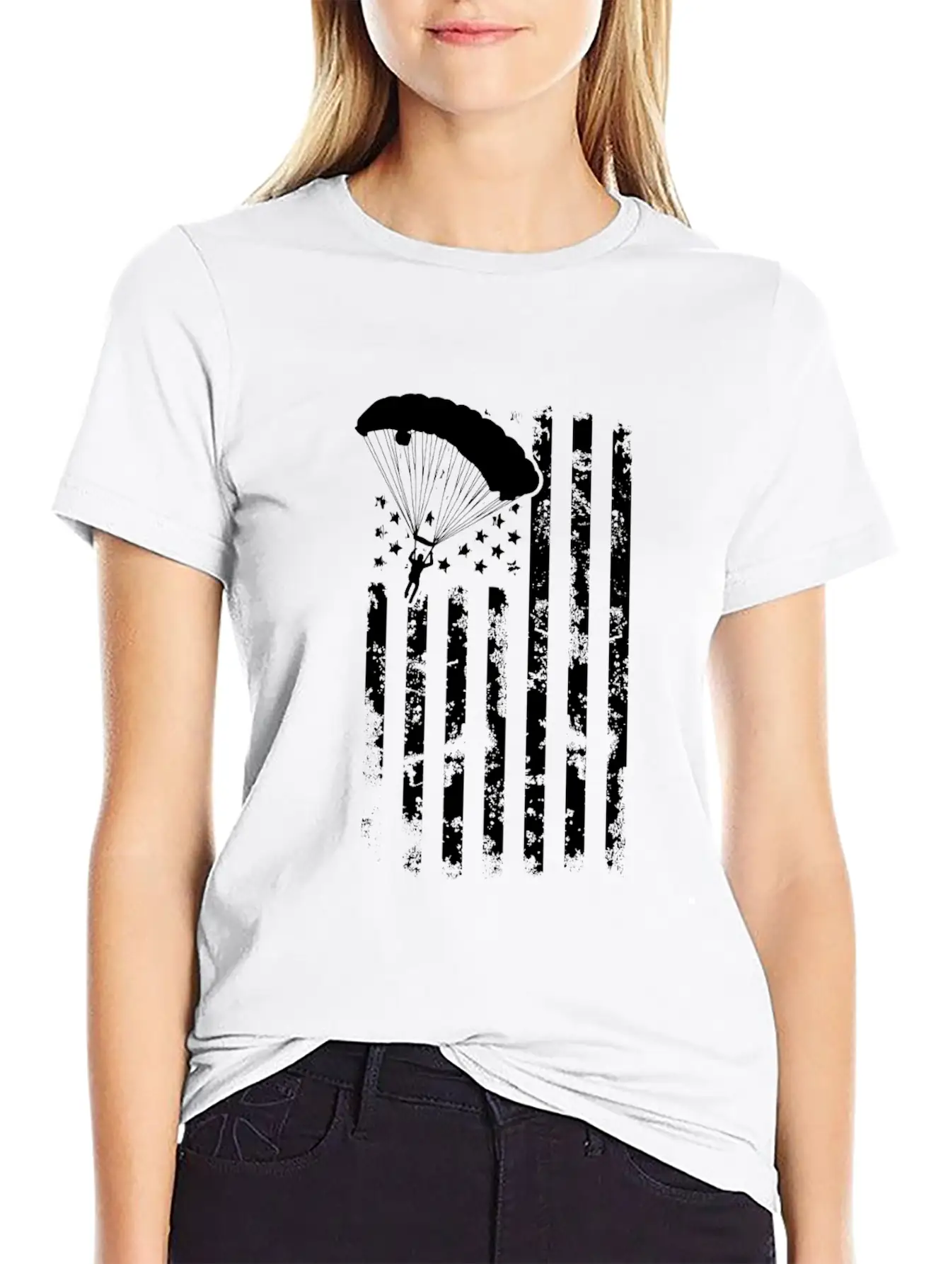 American Flag Skydiving Clothing Vintage Skydiving Relaxed Everyday Tee – Lightweight And Durable Cotton