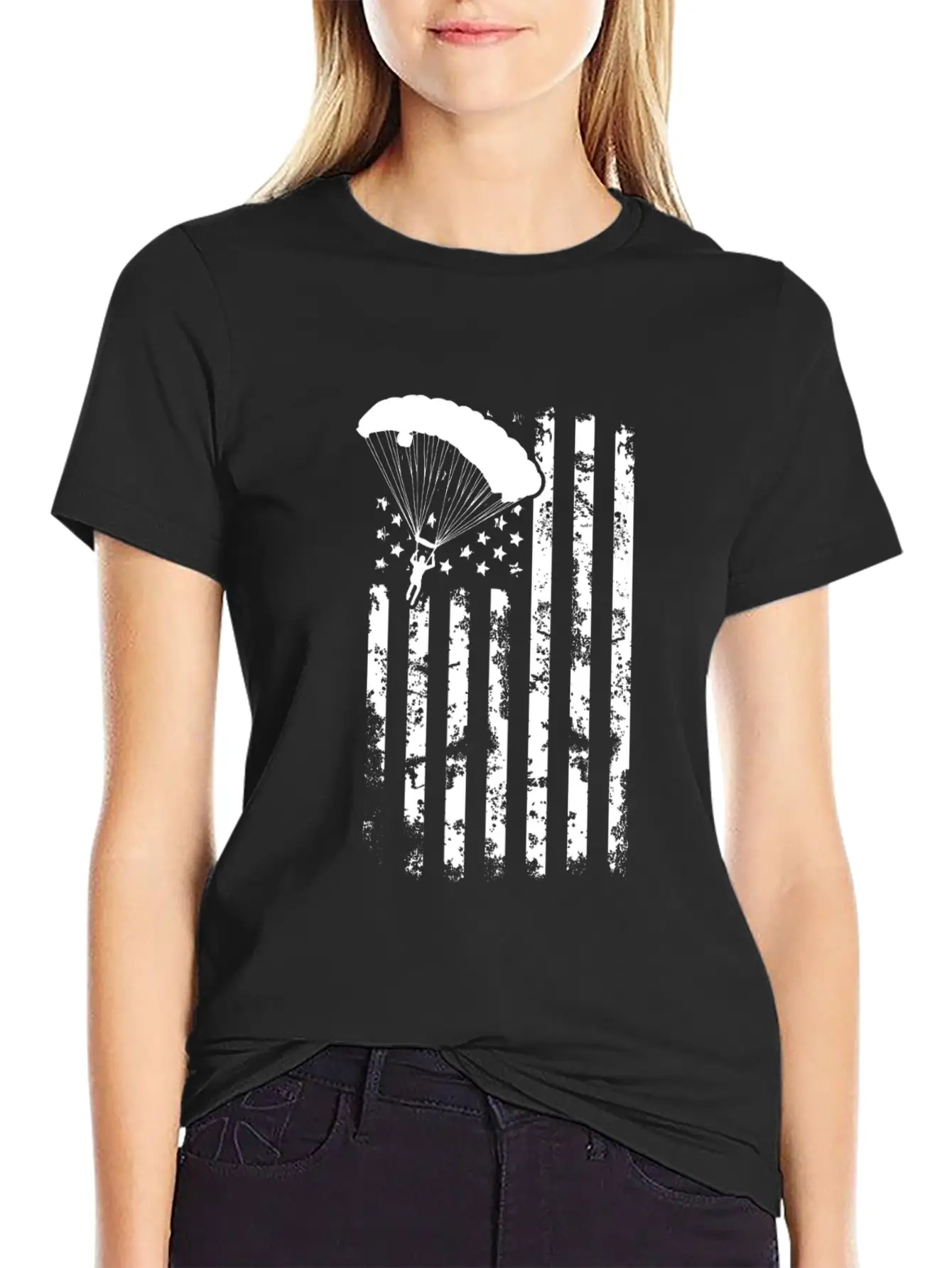 American Flag Skydiving Clothing Vintage Skydiving Relaxed Everyday Tee – Lightweight And Durable Cotton