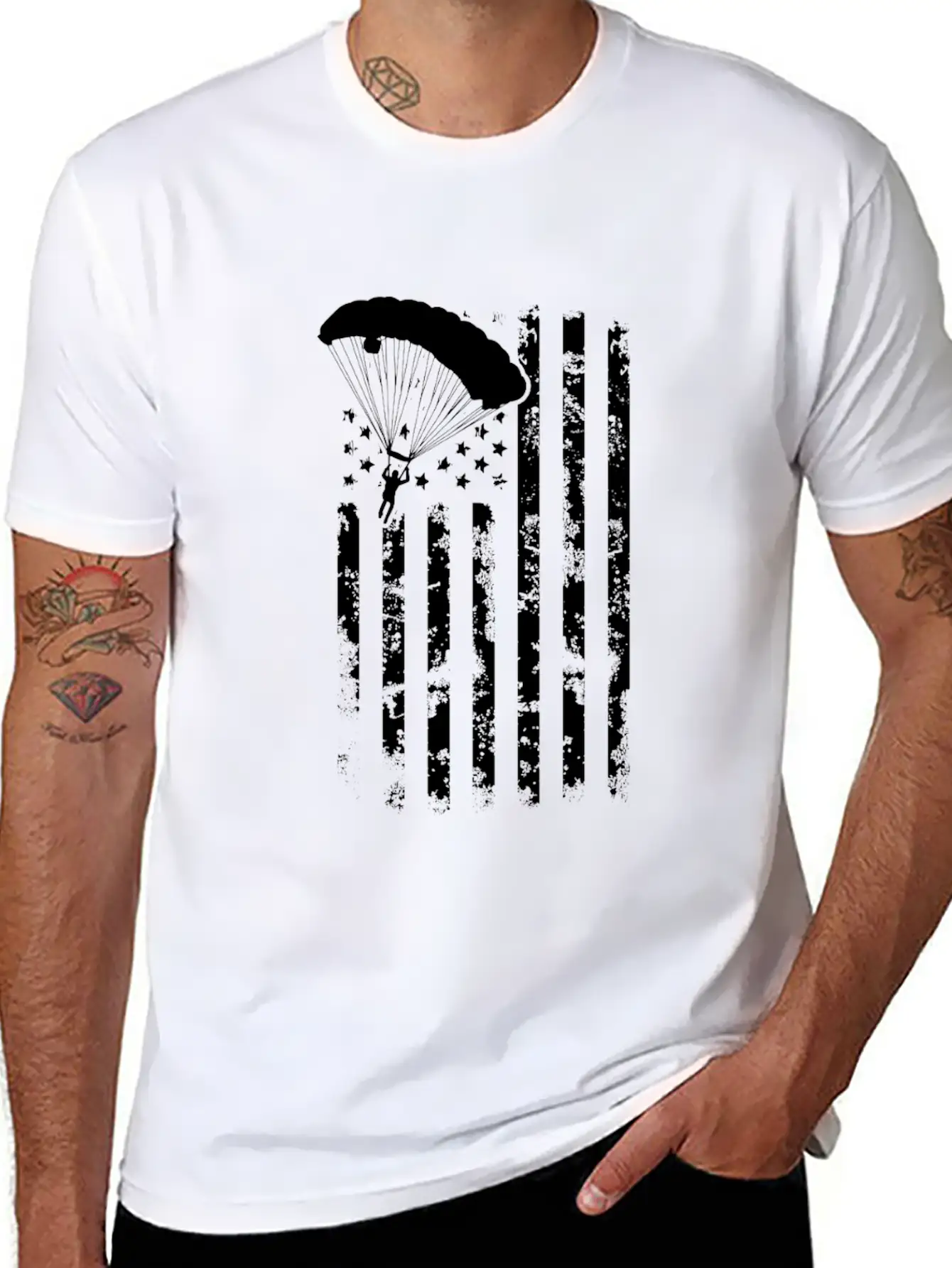 American Flag Skydiving Clothing Vintage Skydiving Relaxed Everyday Tee – Lightweight And Durable Cotton