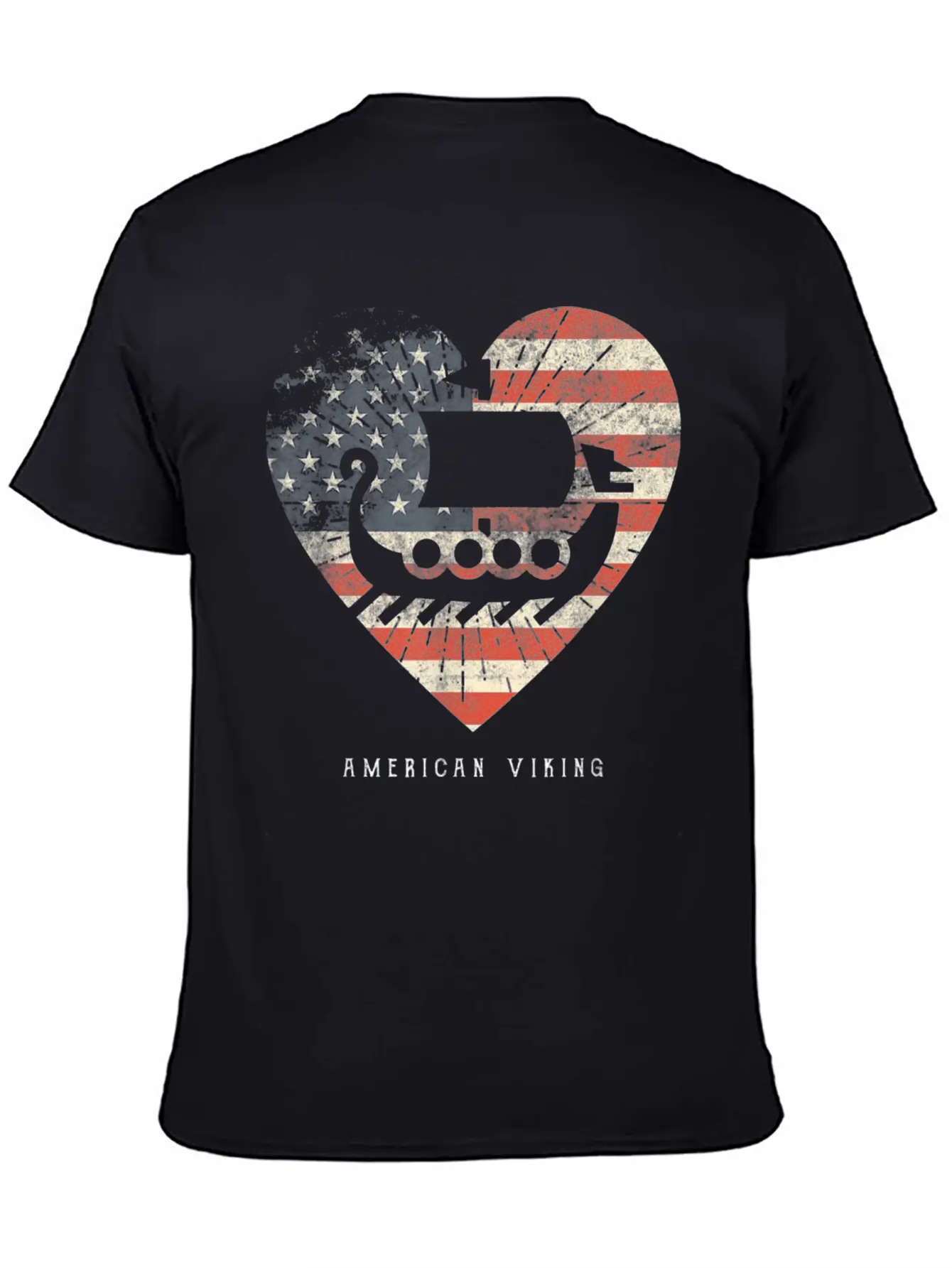 American Flag Viking Boat Unisex Casual T-Shirt – Clean Design For Daily Comfort