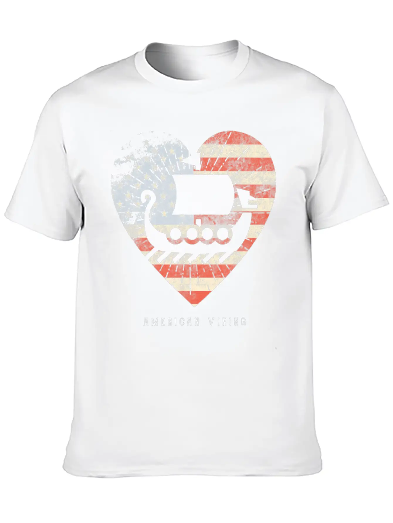 American Flag Viking Boat Unisex Casual T-Shirt – Clean Design For Daily Comfort