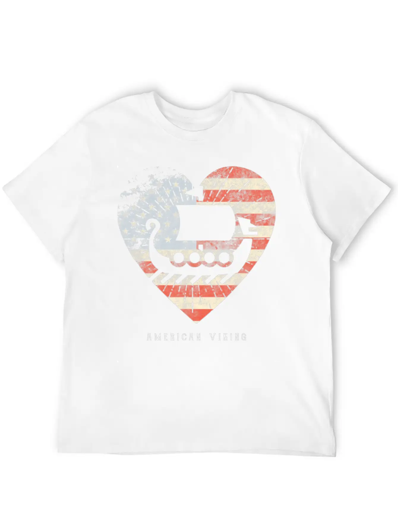 American Flag Viking Boat Unisex Casual T-Shirt – Clean Design For Daily Comfort