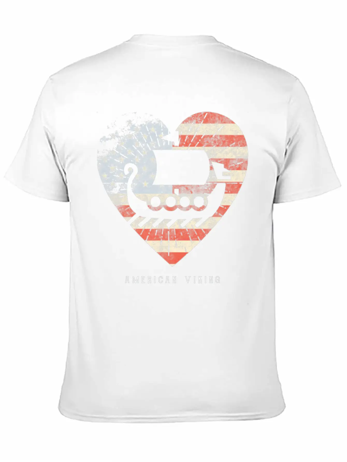 American Flag Viking Boat Unisex Casual T-Shirt – Clean Design For Daily Comfort
