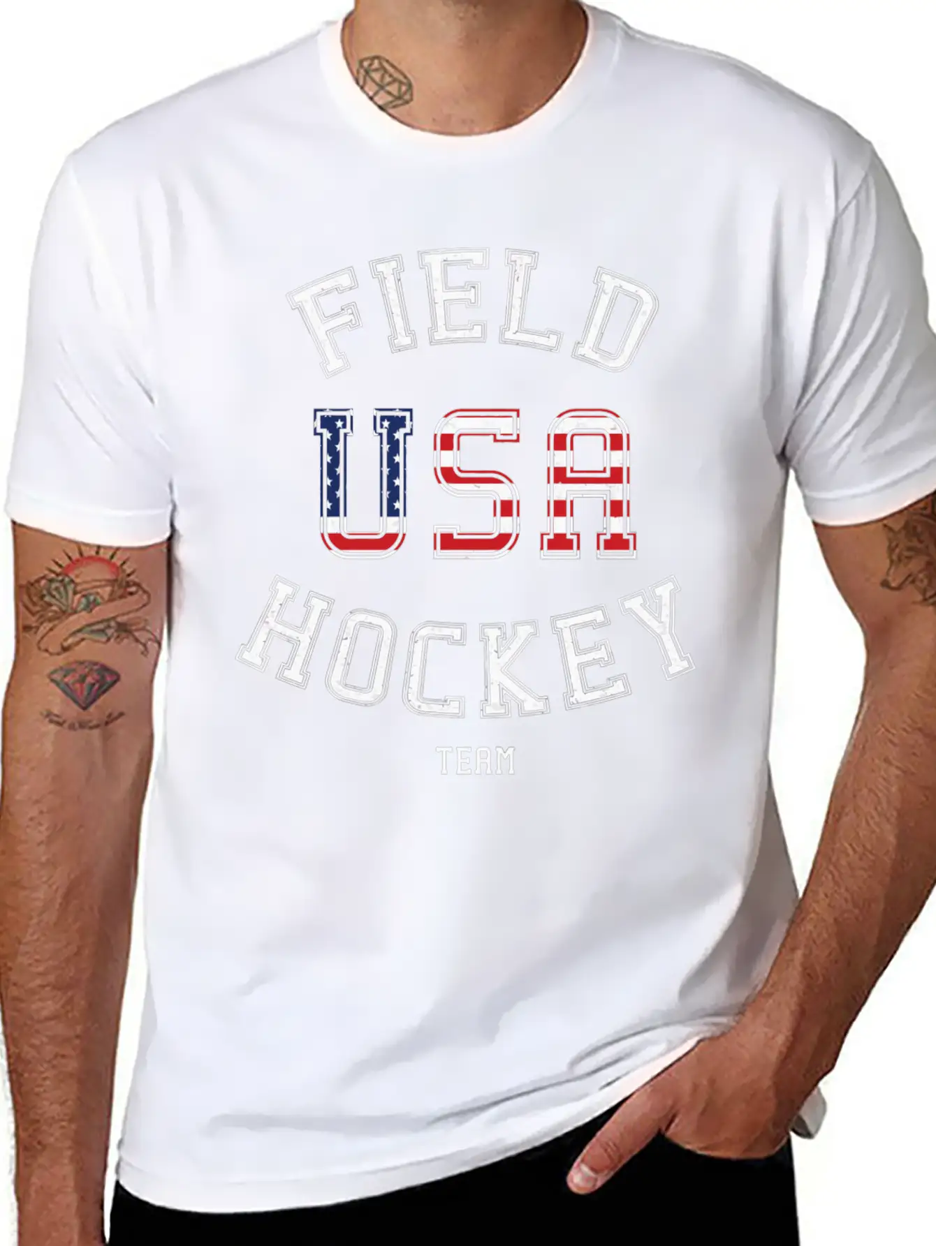 American Flag Vintage Field Hockey Unisex Casual T-Shirt – Clean Design For Daily Comfort