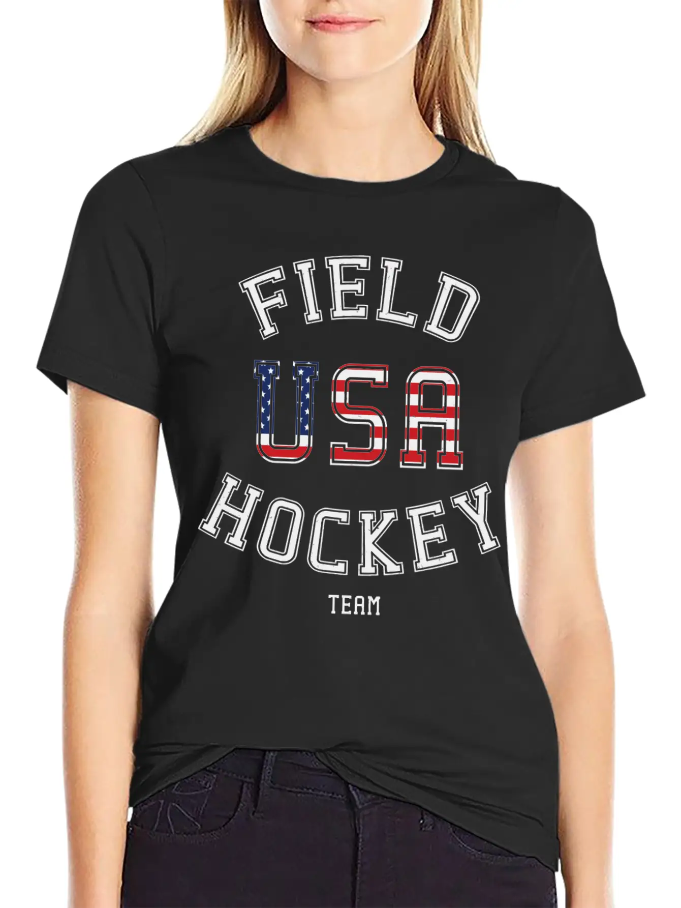 American Flag Vintage Field Hockey Unisex Casual T-Shirt – Clean Design For Daily Comfort