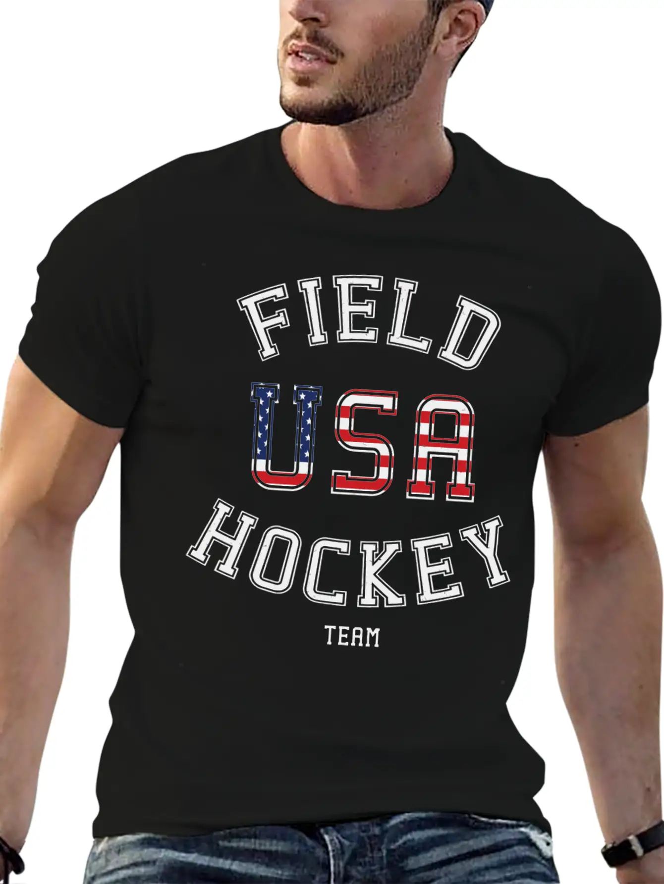 American Flag Vintage Field Hockey Unisex Casual T-Shirt – Clean Design For Daily Comfort