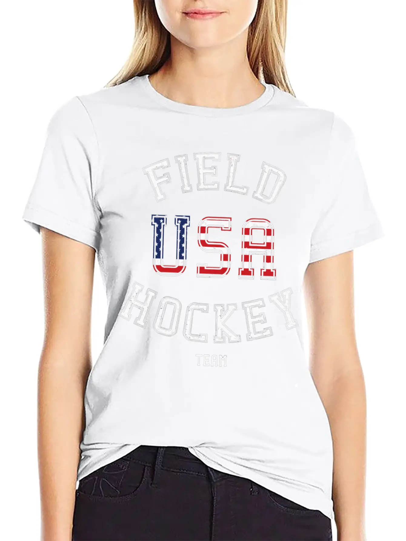 American Flag Vintage Field Hockey Unisex Casual T-Shirt – Clean Design For Daily Comfort