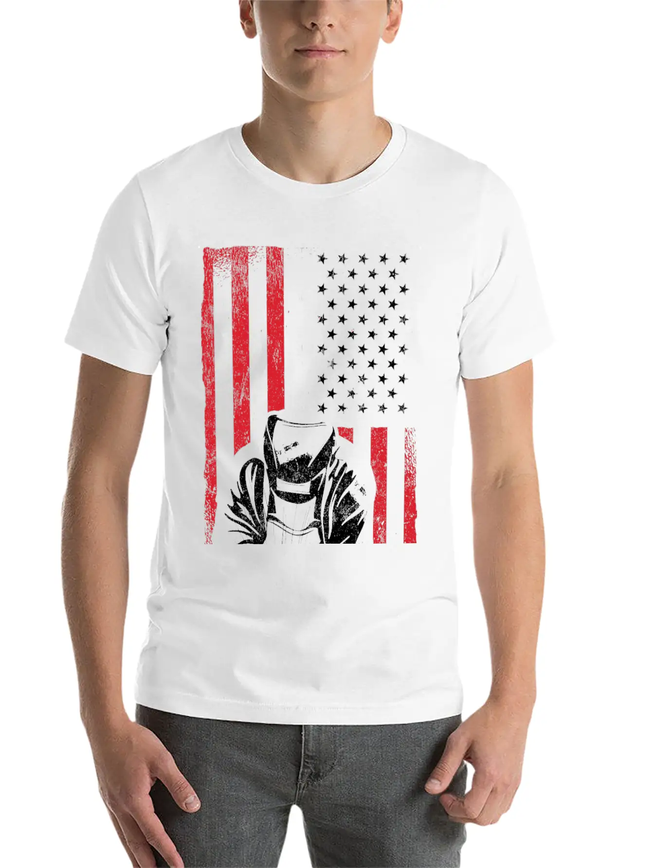 American Flag Weld Welder Welding Unisex Casual T-Shirt ��� Clean Design For Daily Comfort