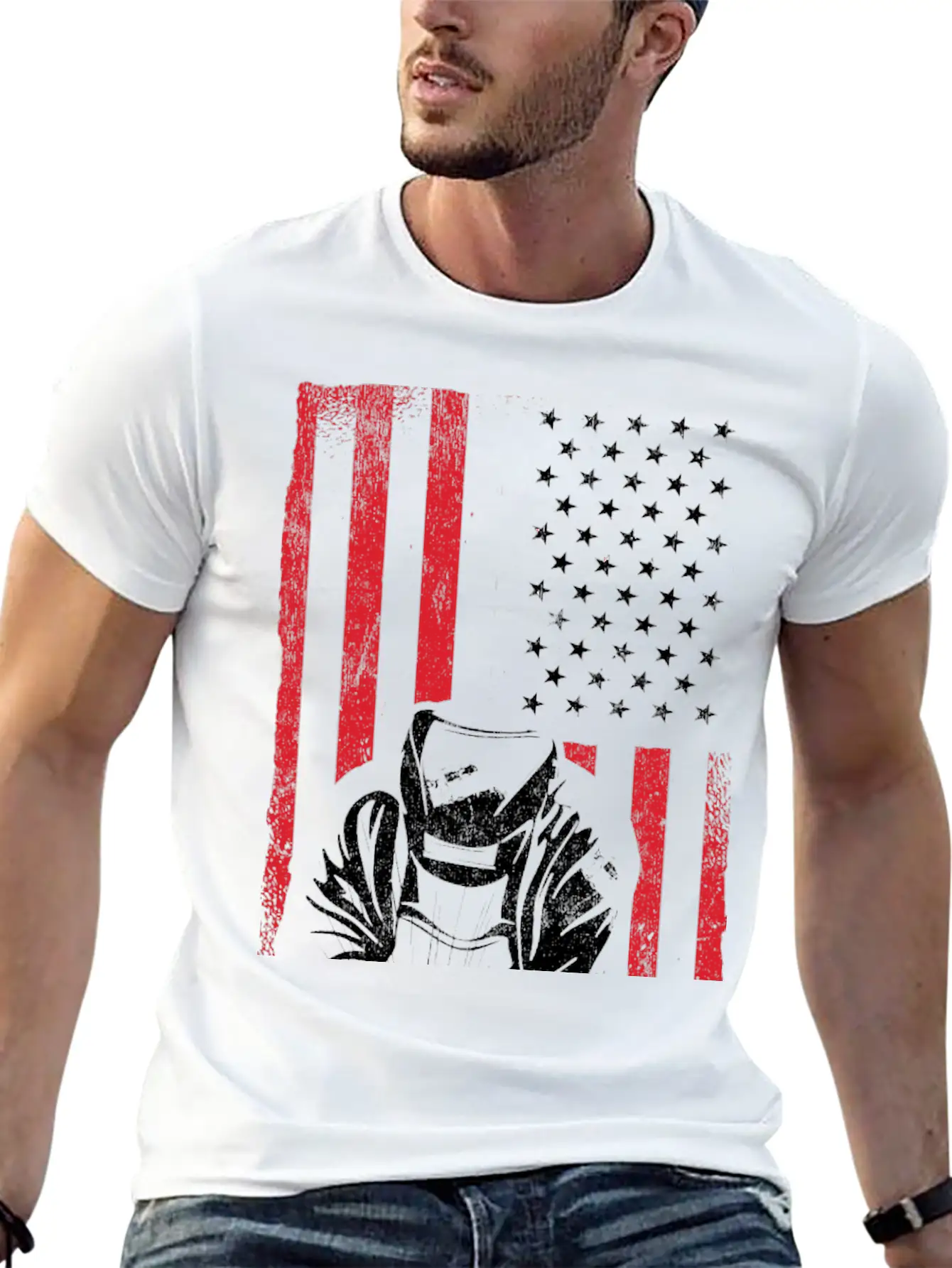 American Flag Weld Welder Welding Unisex Casual T-Shirt ��� Clean Design For Daily Comfort